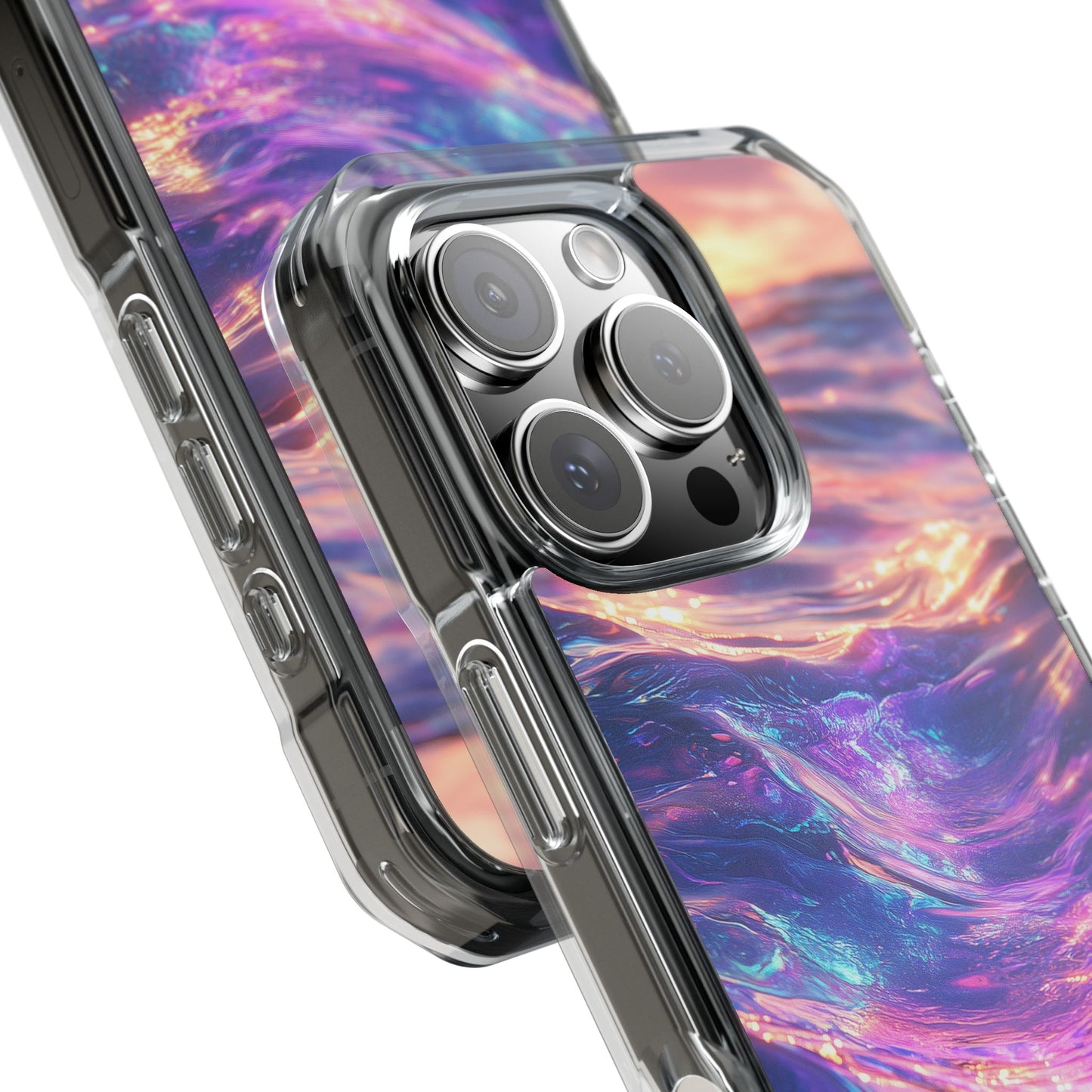 Iridescent Sunset Wave Magnetic Clear Impact iPhone Case