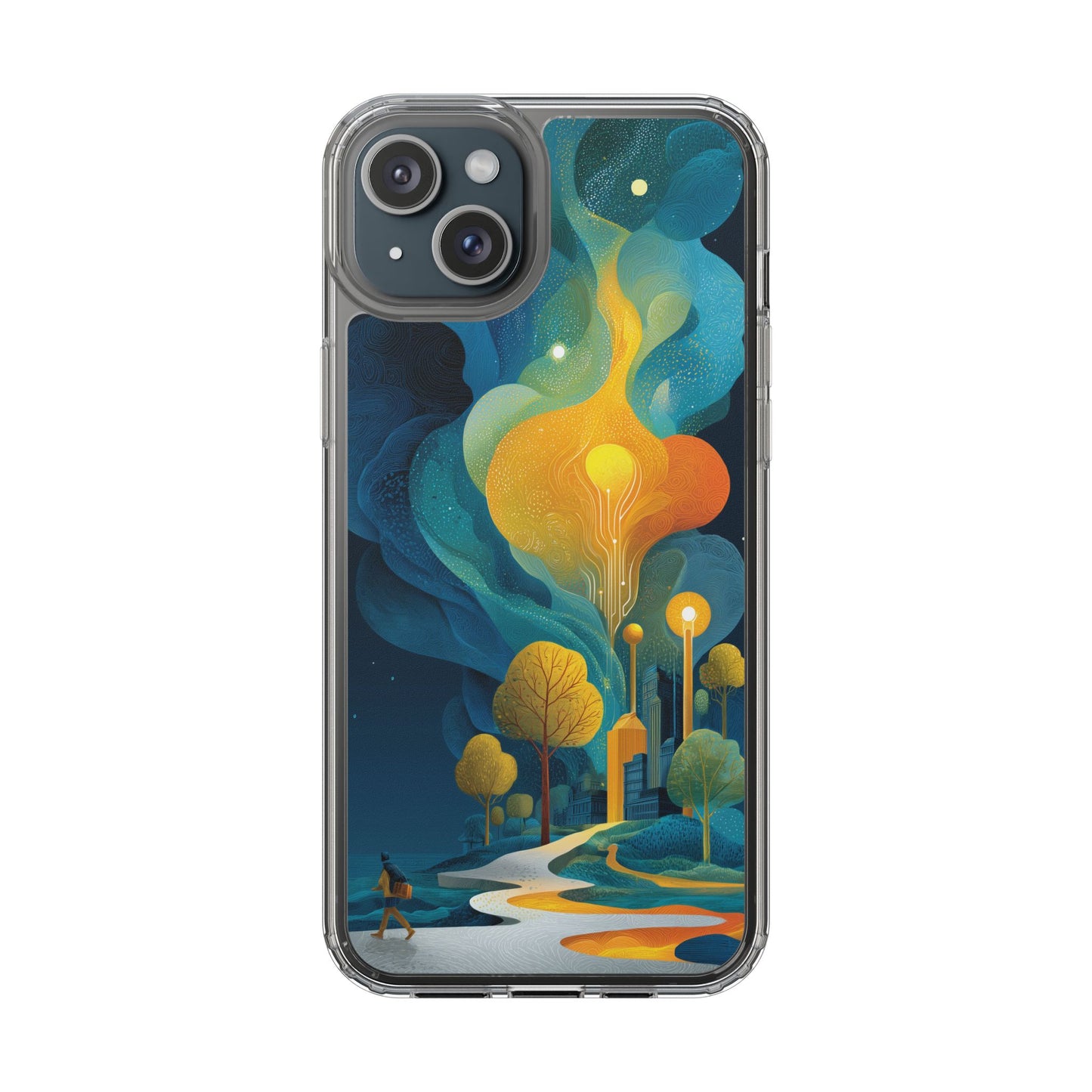 Electric City Forest Phone Case – Glowing Urban Jungle with Vibrant Nature Fusion