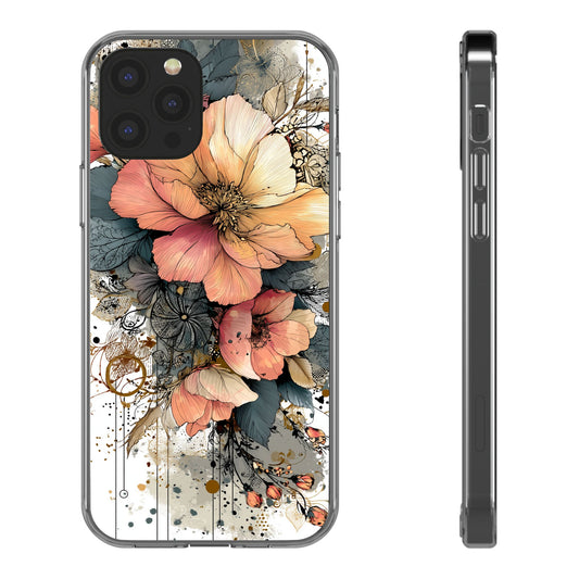 Floral Clear iPhone Case - Elegant Floral Boho Design
