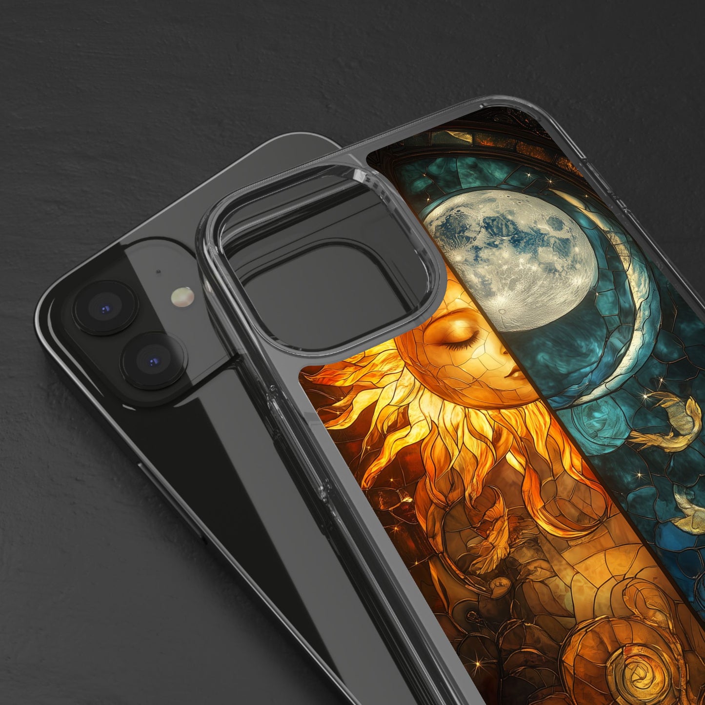 Celestial Sun and Moon Clear iPhone Case