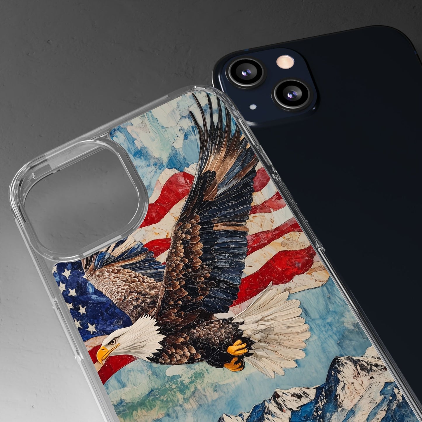 Patriotic Eagle Clear iPhone Case – American Flag Design, Fly High Stay Free for True Patriots