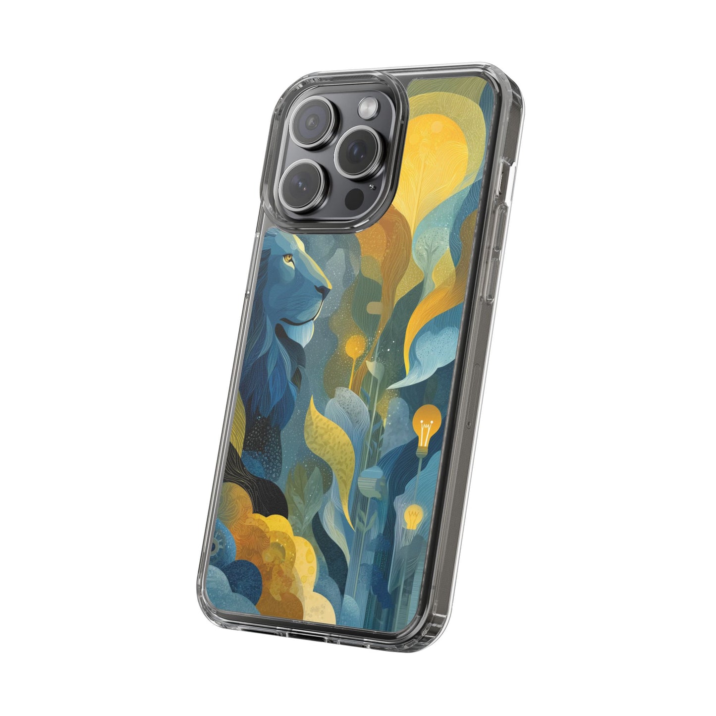 Artistic Lion Design Clear Phone Case | Nature-Inspired Protection for Animal Lovers