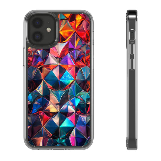Colorful Geometric Clear Phone Case - Prism Design for iPhone