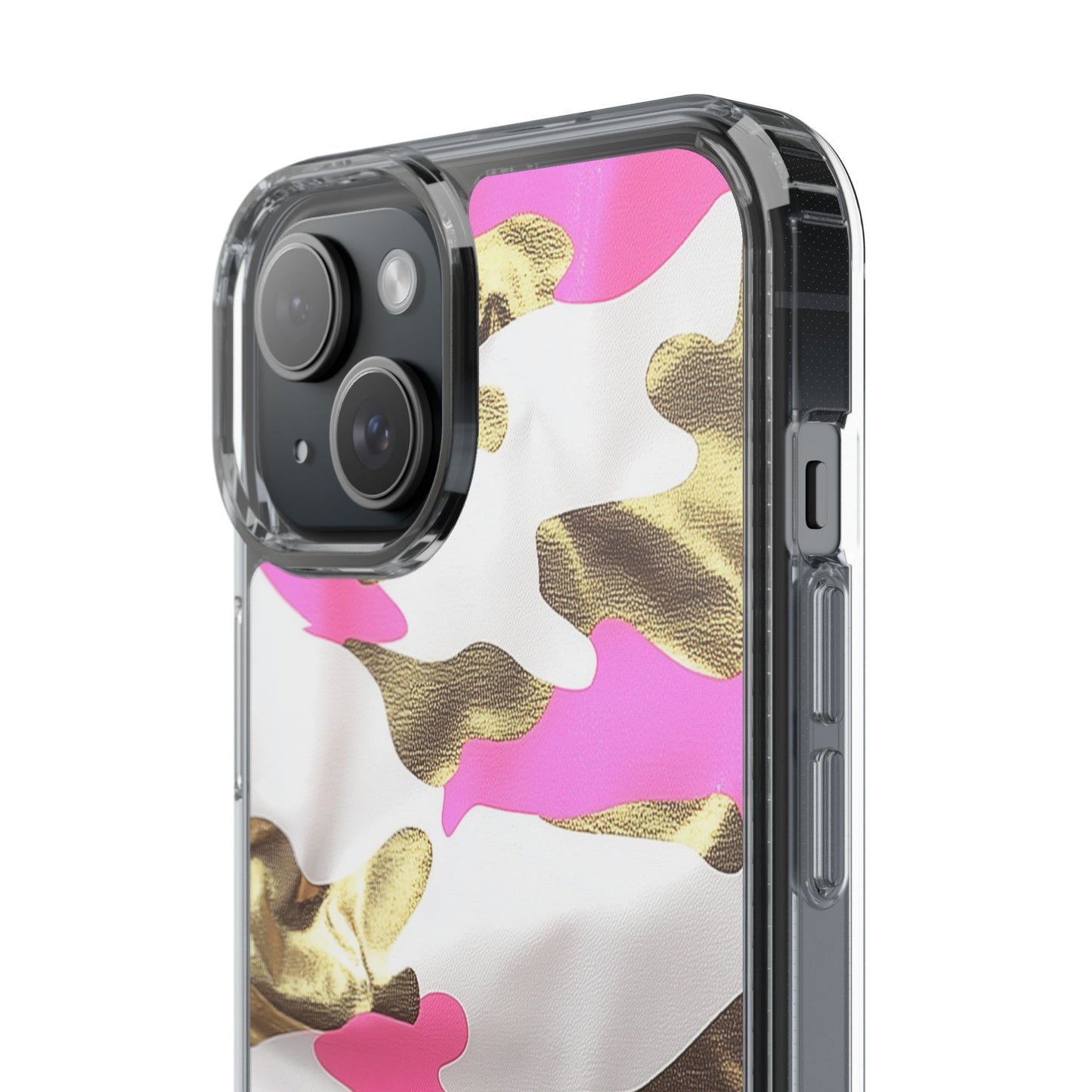 Gold and Pink Camo Phone Case – Stylish Clear Protective Design