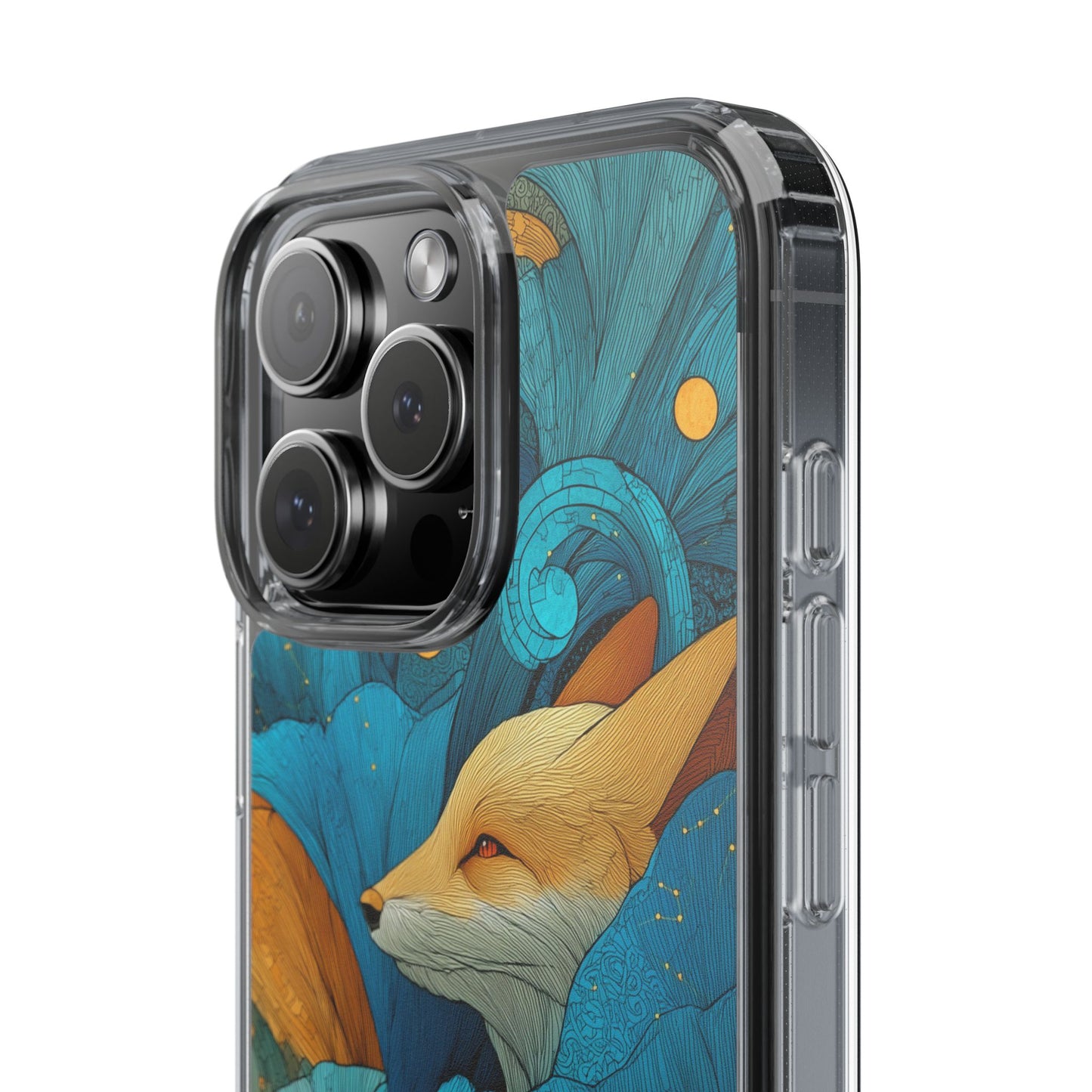 Vibrant Fox Clear Phone Case - Boho Floral iPhone Cover Nature Inspired Gift