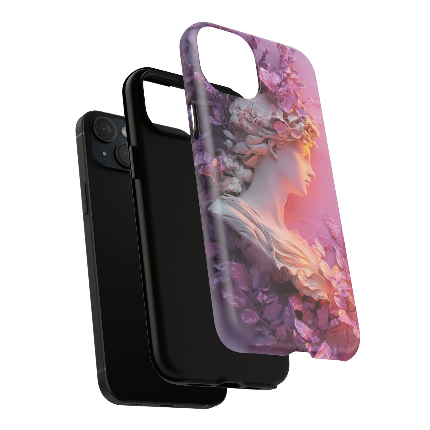Elegant Floral Tough Magnetic Case for iPhone - Aesthetic Protection