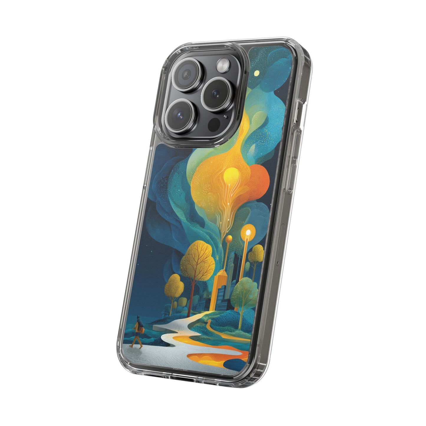 Electric City Forest Phone Case – Glowing Urban Jungle with Vibrant Nature Fusion