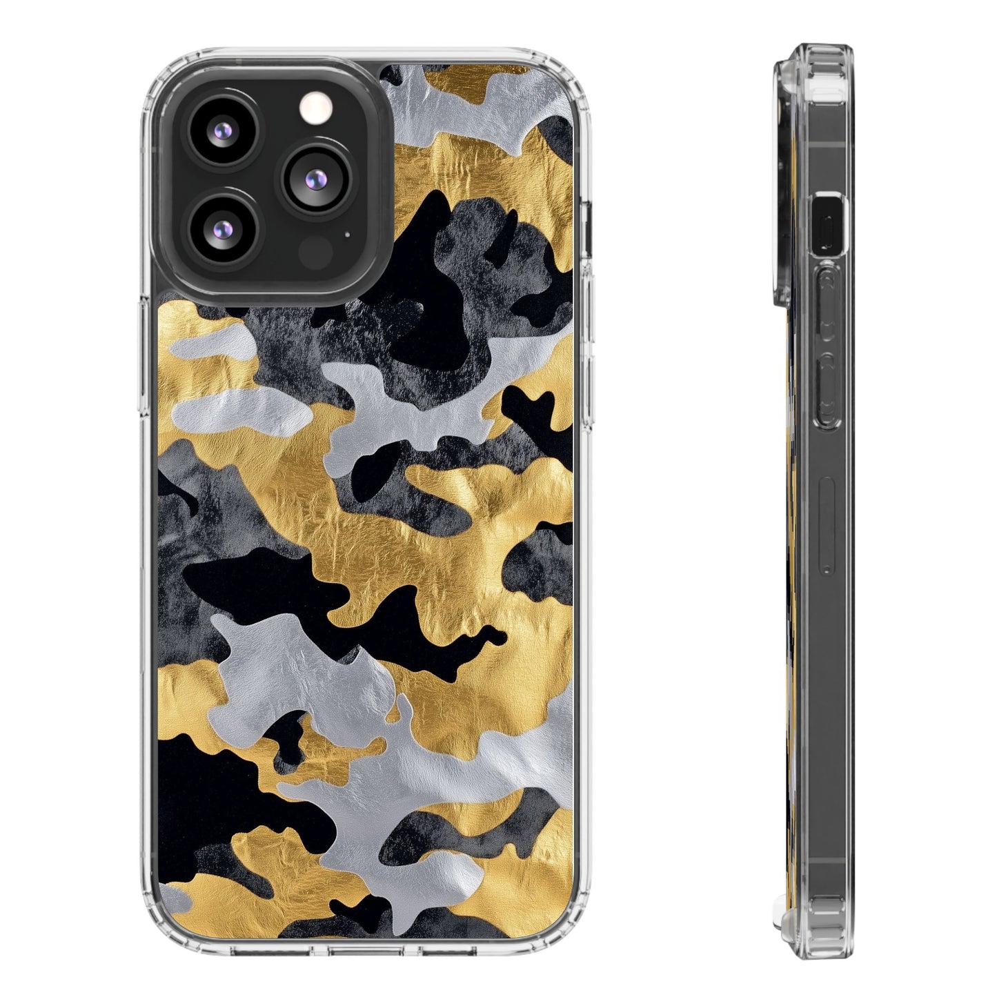 Metallic Gold Camo Clear Phone Case - Stylish Phone Cover