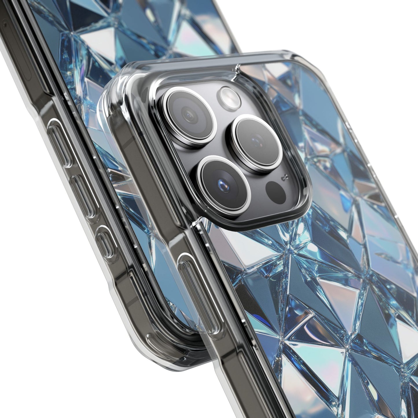 Iridescent Blue Chrome Diamond Magnetic iPhone Case