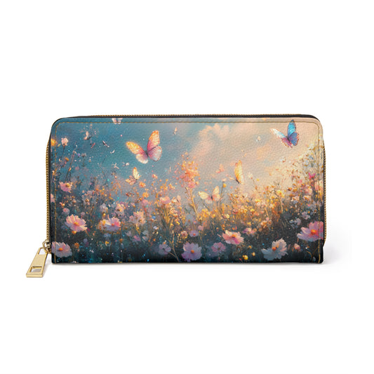 Butterfly Blossom Cell Phone Clutch Wallet - Elegant Floral Design for Nature Lovers