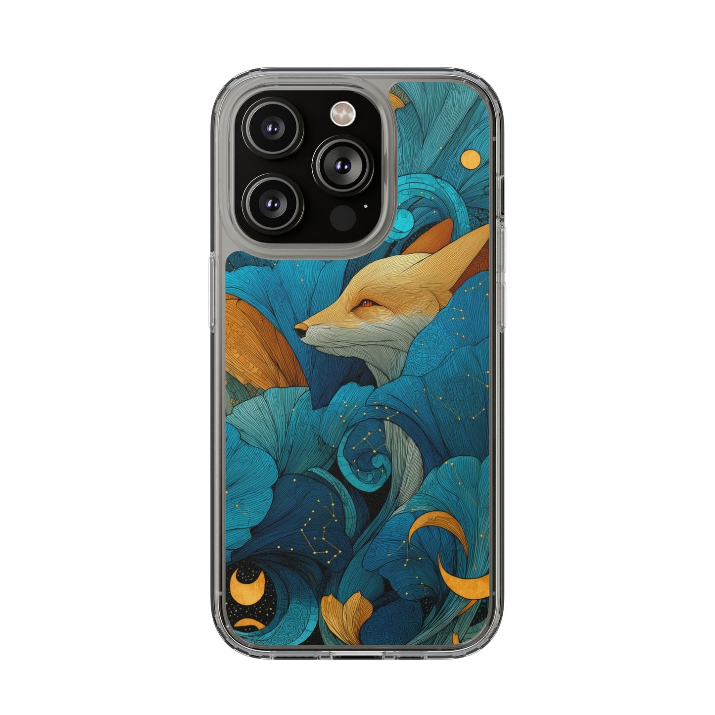 Vibrant Fox Clear Phone Case - Boho Floral iPhone Cover Nature Inspired Gift