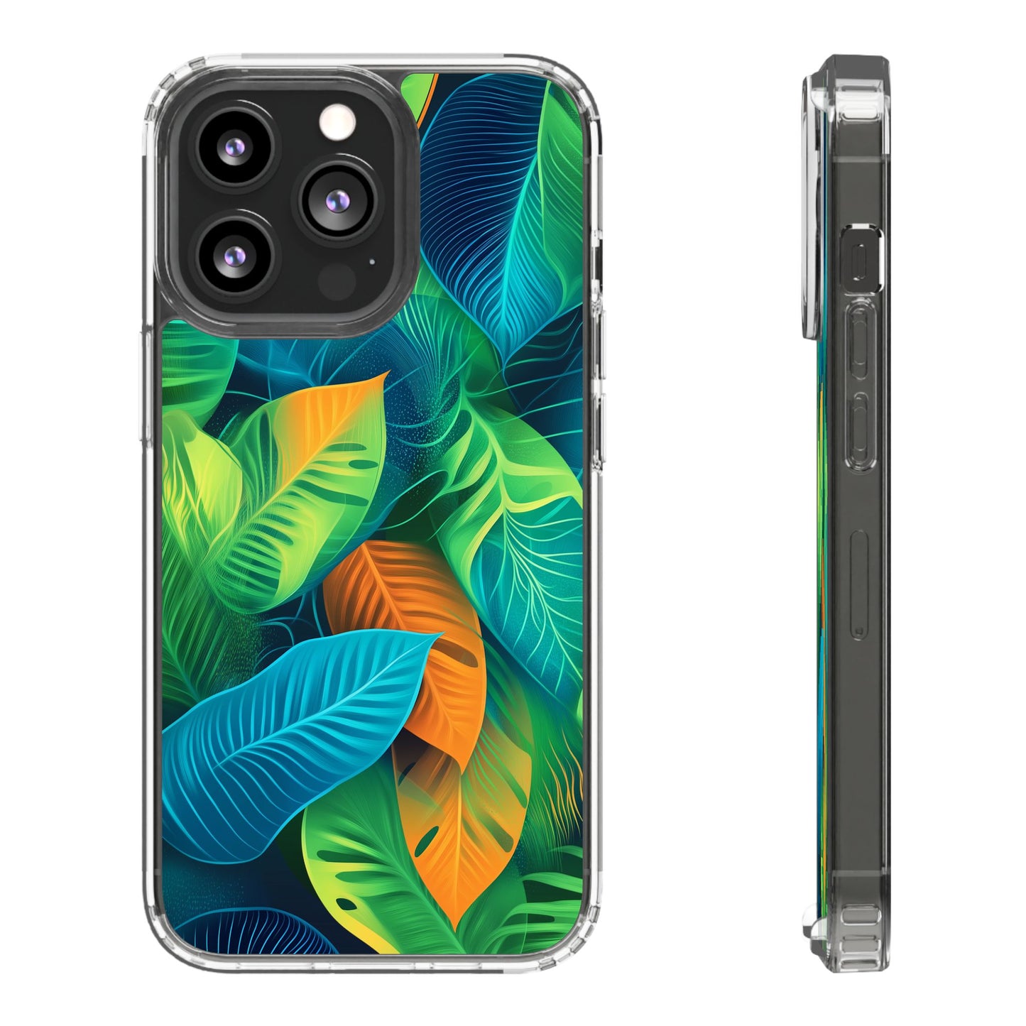 Tropical Leaf Clear iPhone Case – Vibrant Botanical Design for Nature Lovers