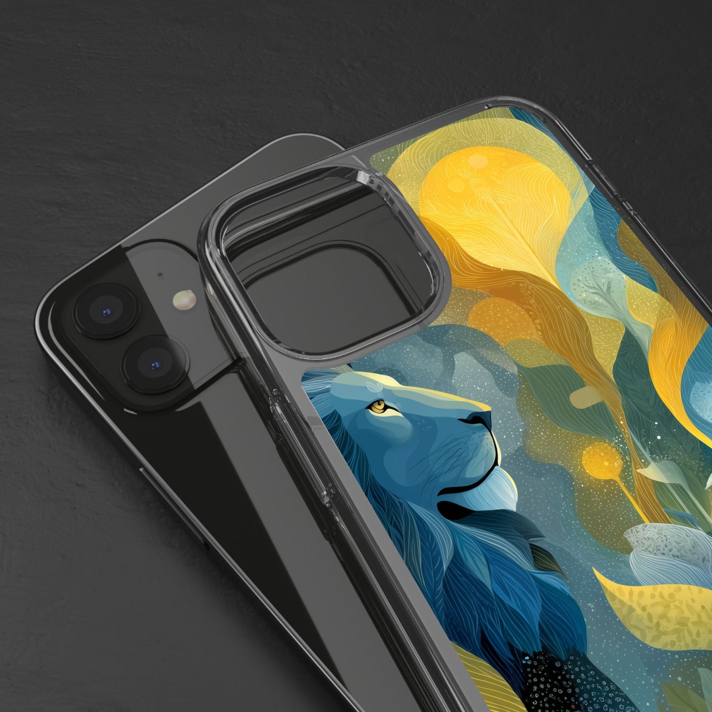 Artistic Lion Design Clear Phone Case | Nature-Inspired Protection for Animal Lovers