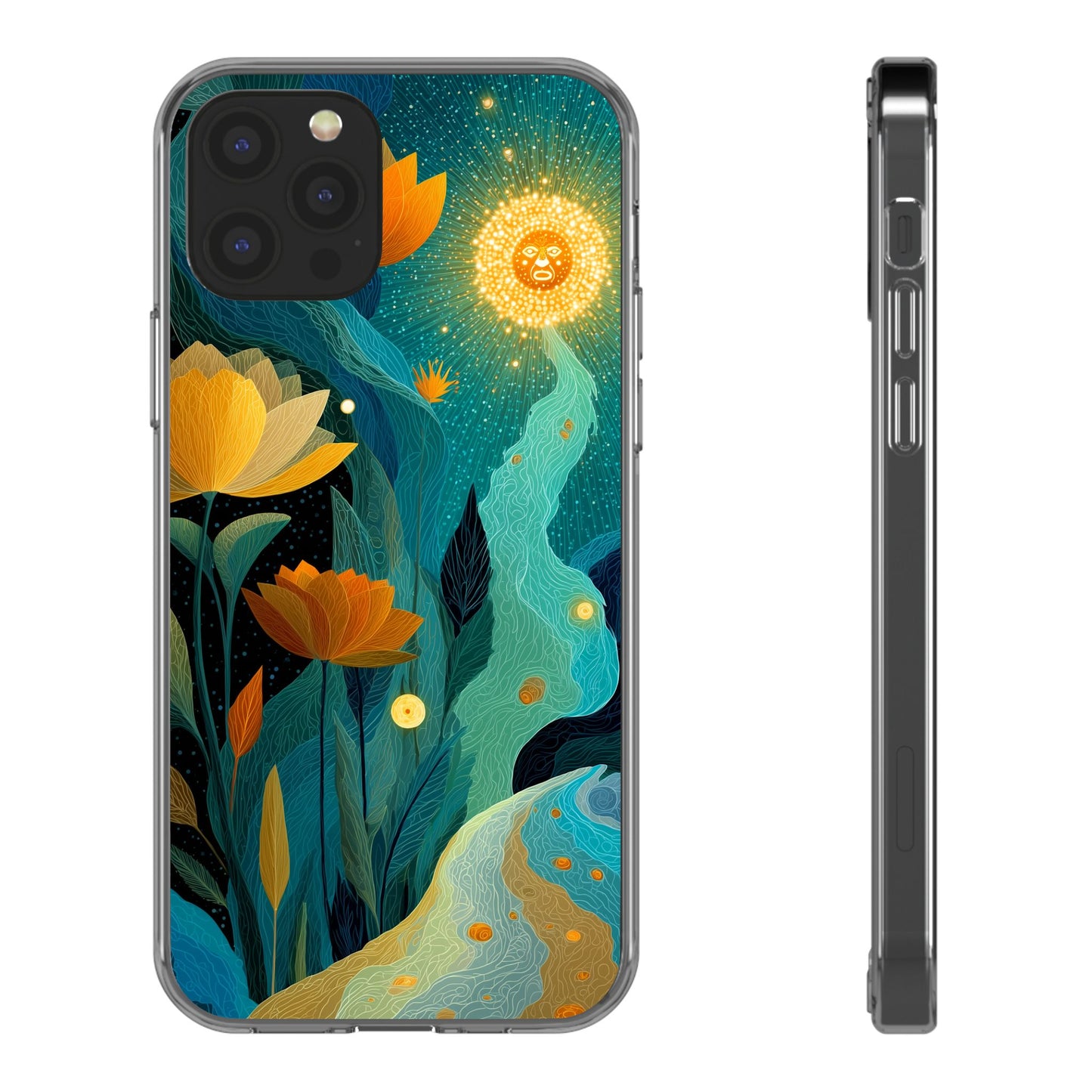 Deep Radiant Nature - Clear iPhone Case with Floral Design