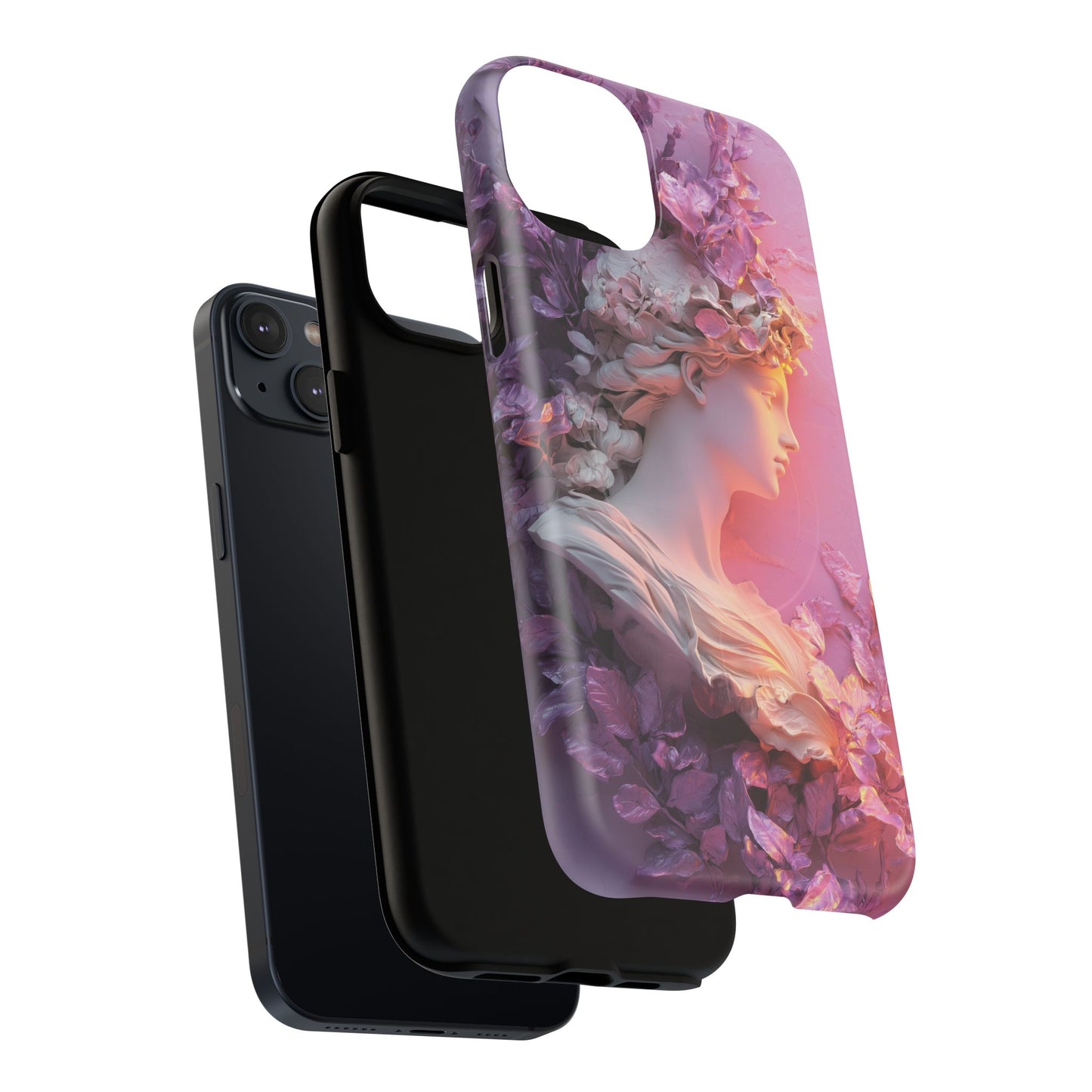 Elegant Floral Tough Magnetic Case for iPhone - Aesthetic Protection