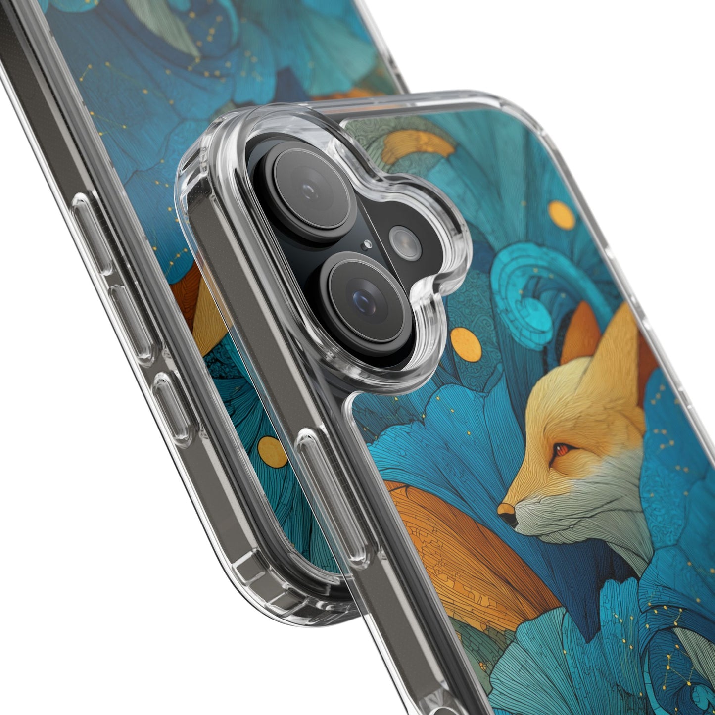 Vibrant Fox Clear Phone Case - Boho Floral iPhone Cover Nature Inspired Gift