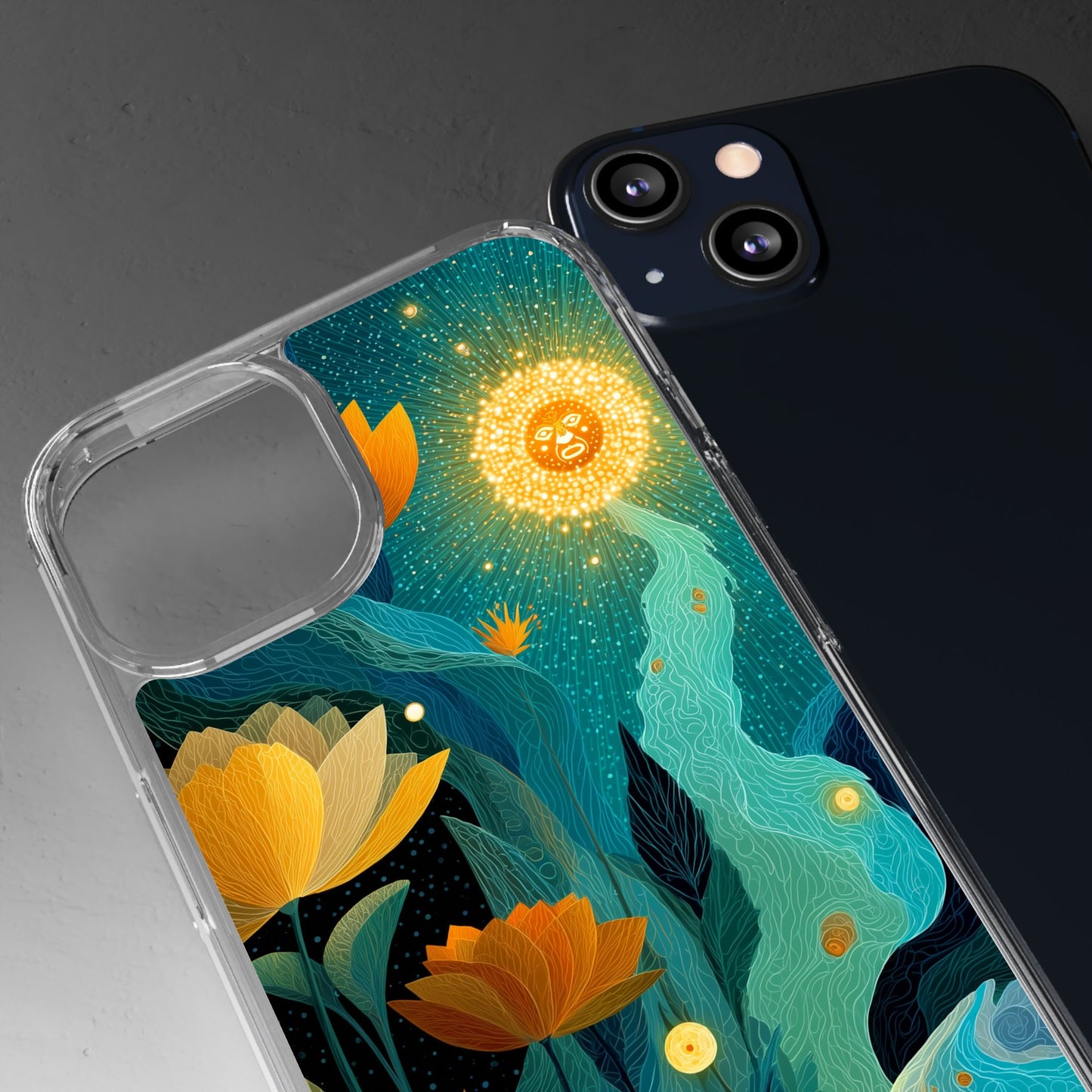 Deep Radiant Nature - Clear iPhone Case with Floral Design