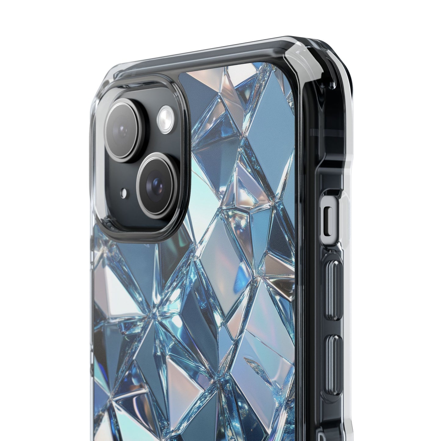 Iridescent Blue Chrome Diamond Magnetic iPhone Case