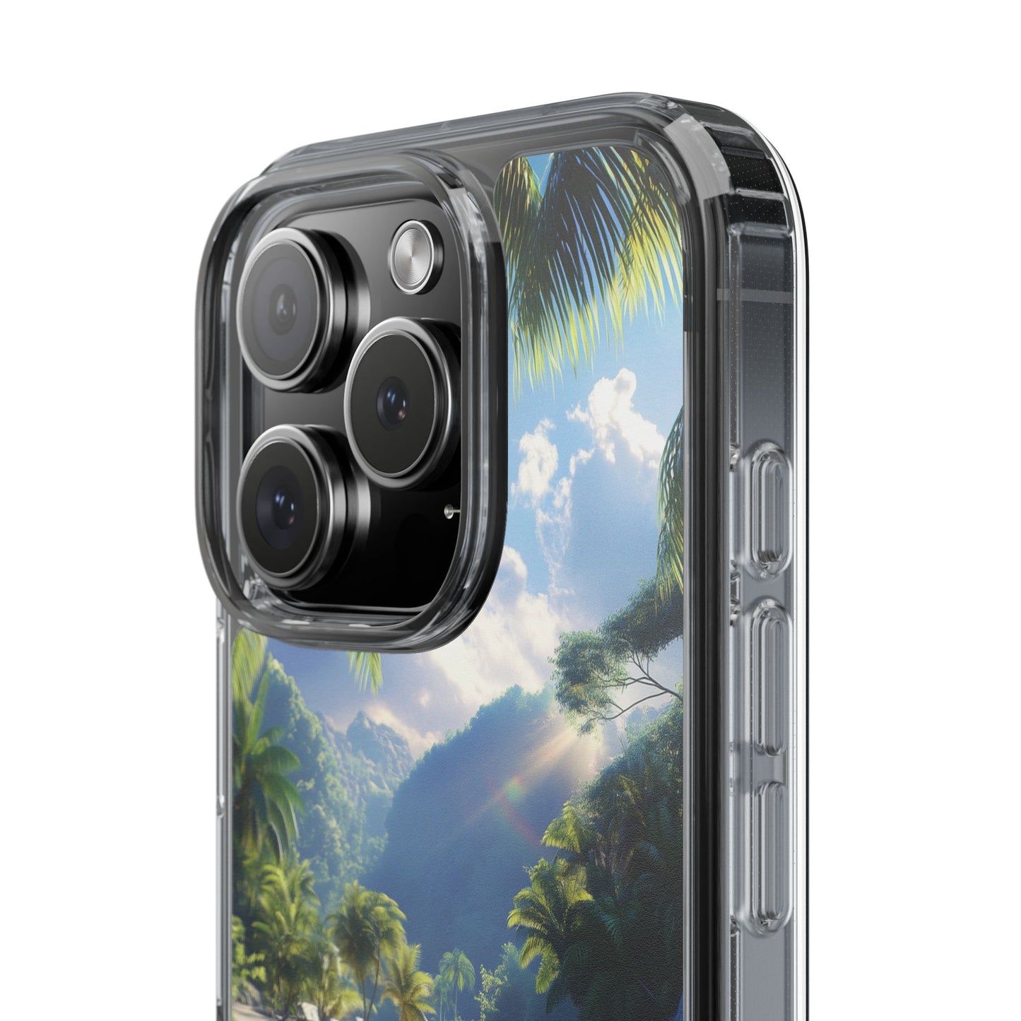 Tropical Paradise Clear iPhone Case – Vibrant Beach Vibes & Sleek Protection