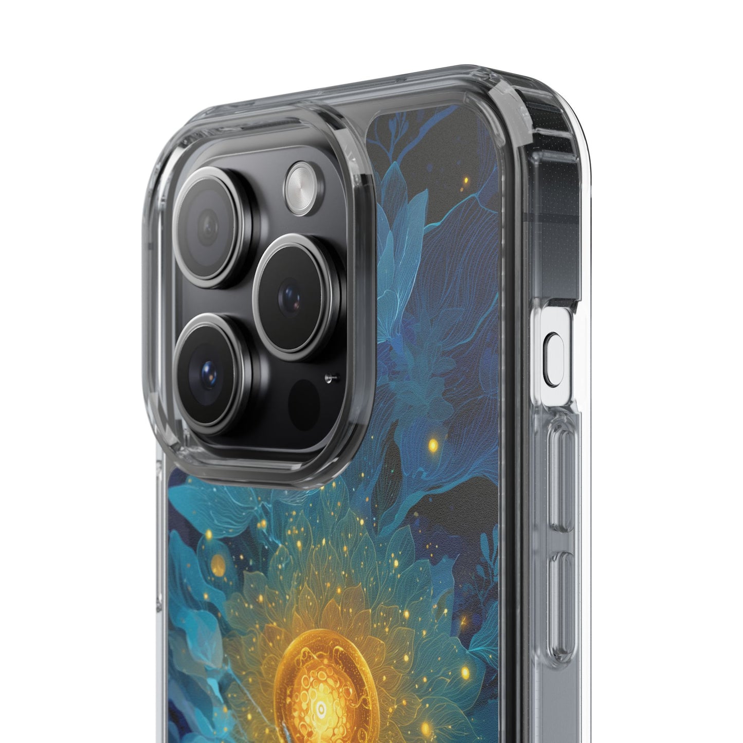 Celestial Nocturnal Bloom Clear Phone Case - Protective, Artistic Design for Nature Lovers