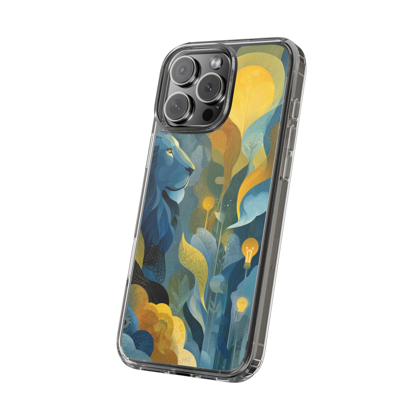 Artistic Lion Design Clear Phone Case | Nature-Inspired Protection for Animal Lovers