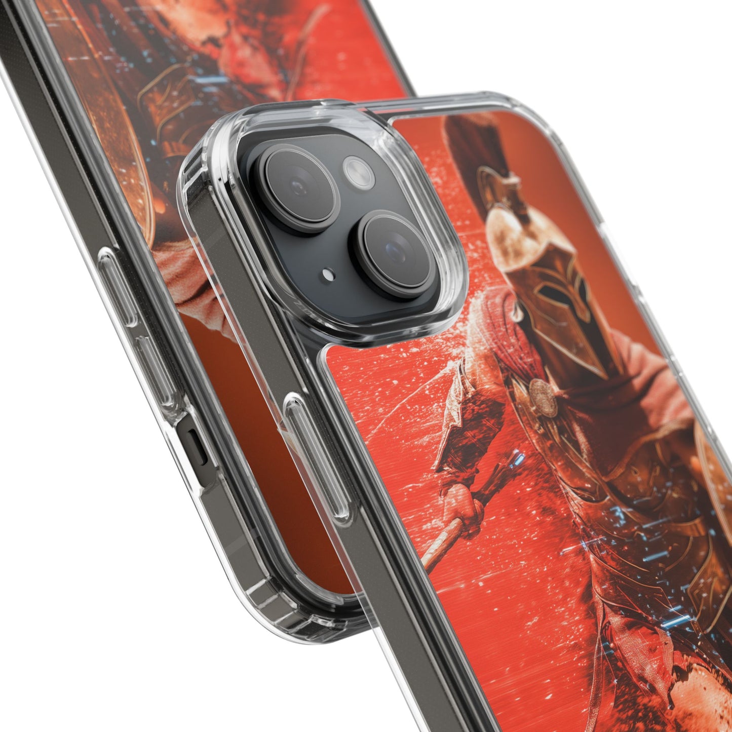 Spartan "Big Duster" Warrior Clear Phone Case - Unique Design for Protection & Style