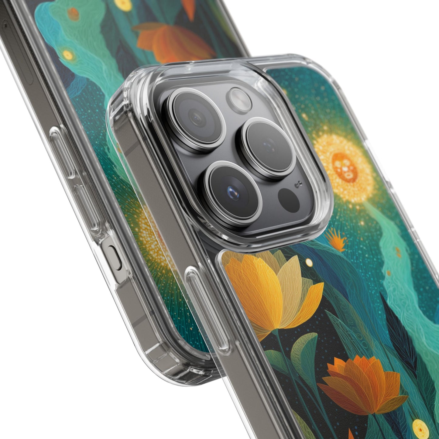 Deep Radiant Nature - Clear iPhone Case with Floral Design