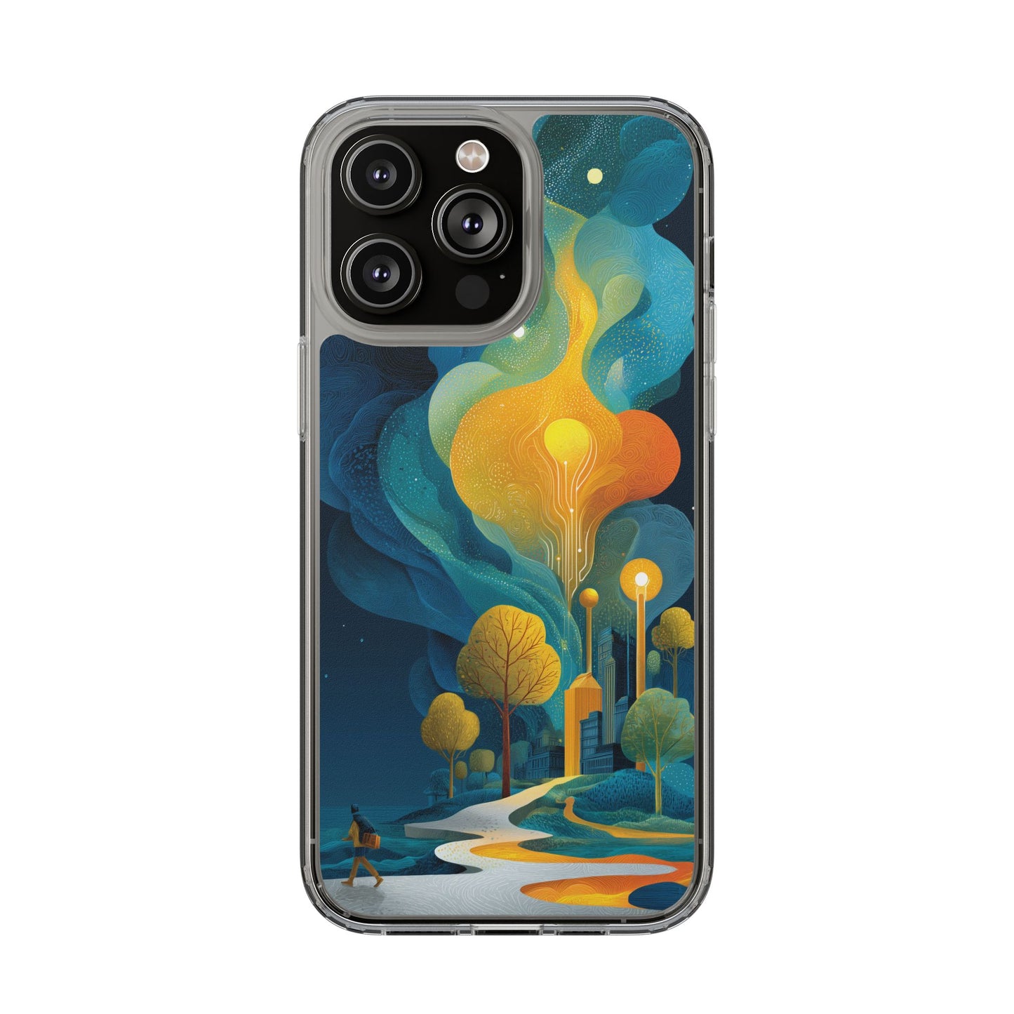 Electric City Forest Phone Case – Glowing Urban Jungle with Vibrant Nature Fusion