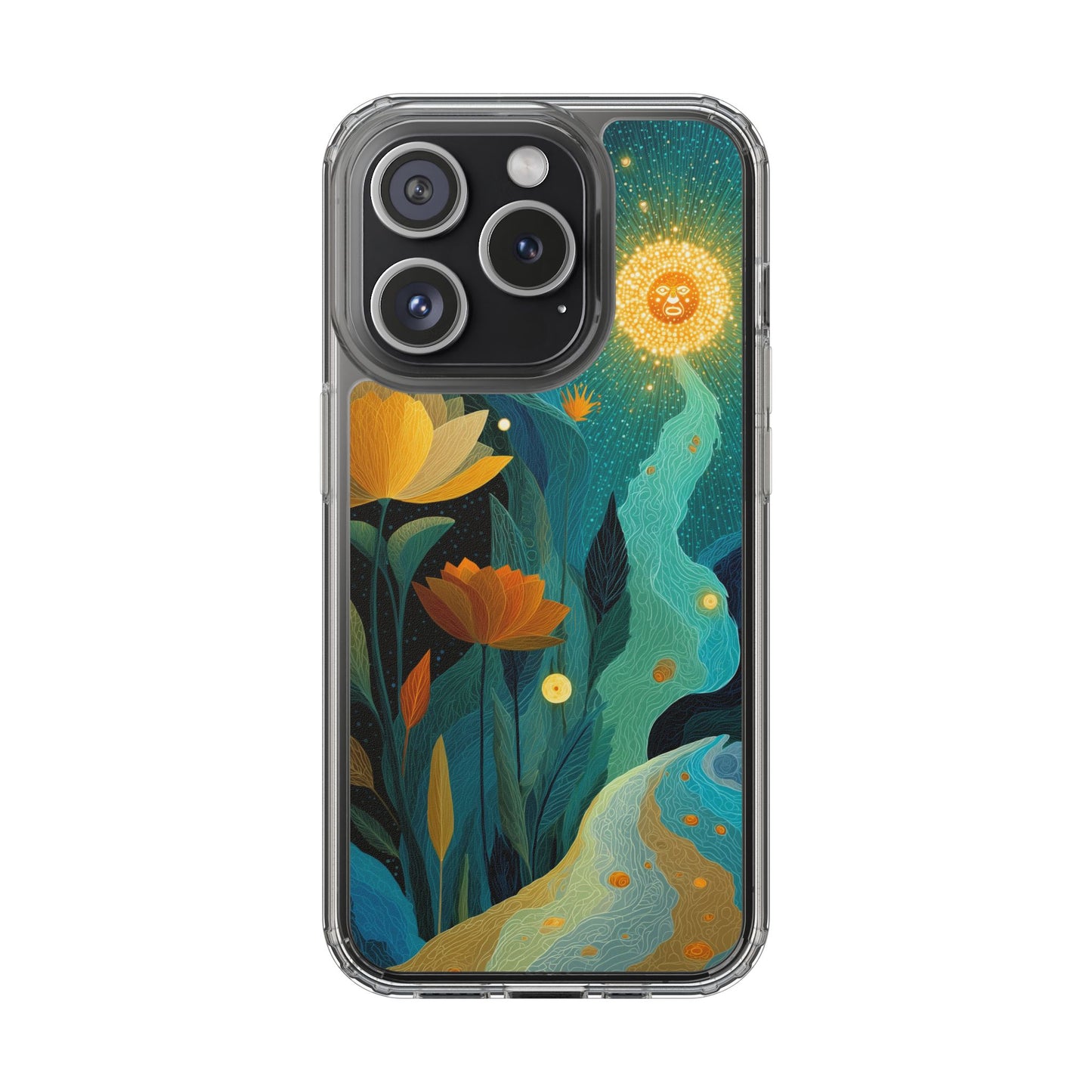 Deep Radiant Nature - Clear iPhone Case with Floral Design