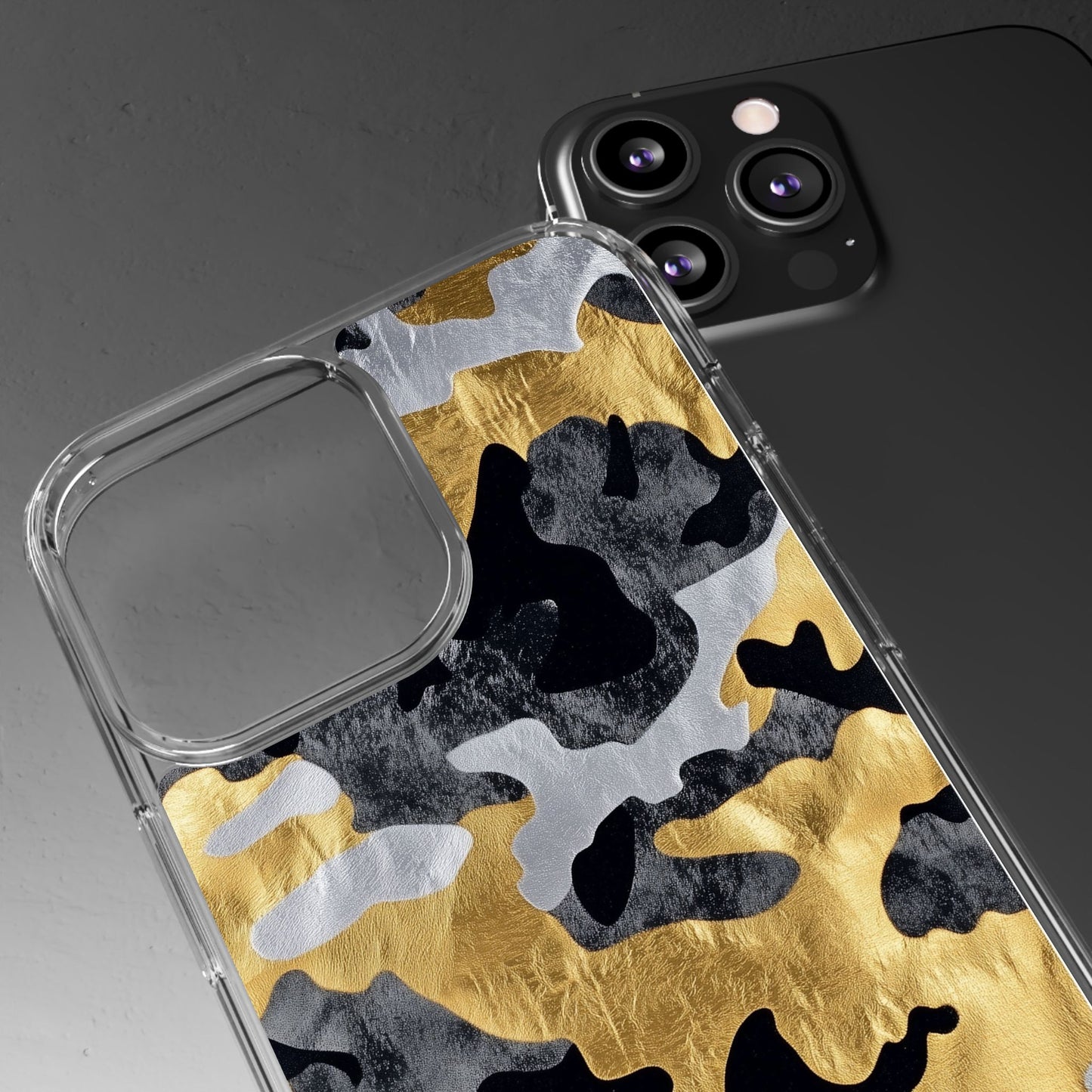 Metallic Gold Camo Clear Phone Case - Stylish Phone Cover