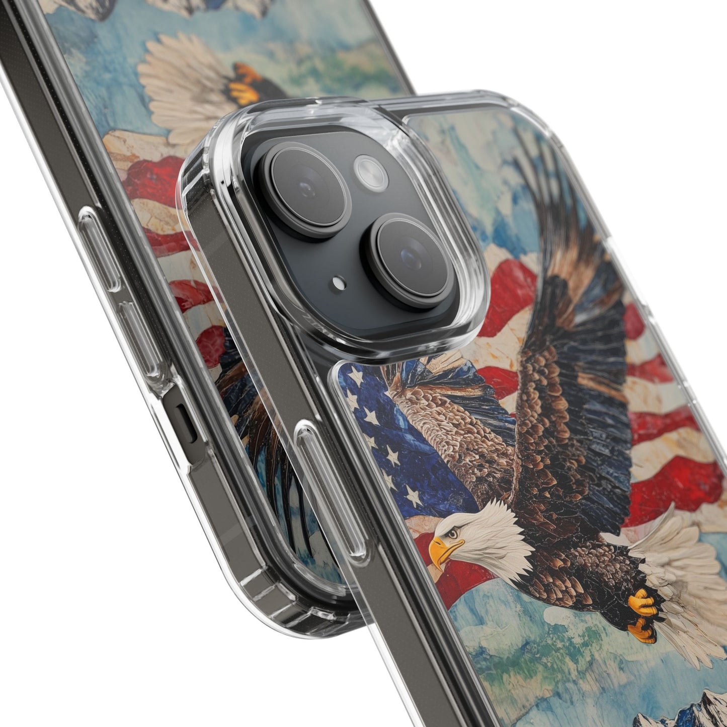 Patriotic Eagle Clear iPhone Case – American Flag Design, Fly High Stay Free for True Patriots