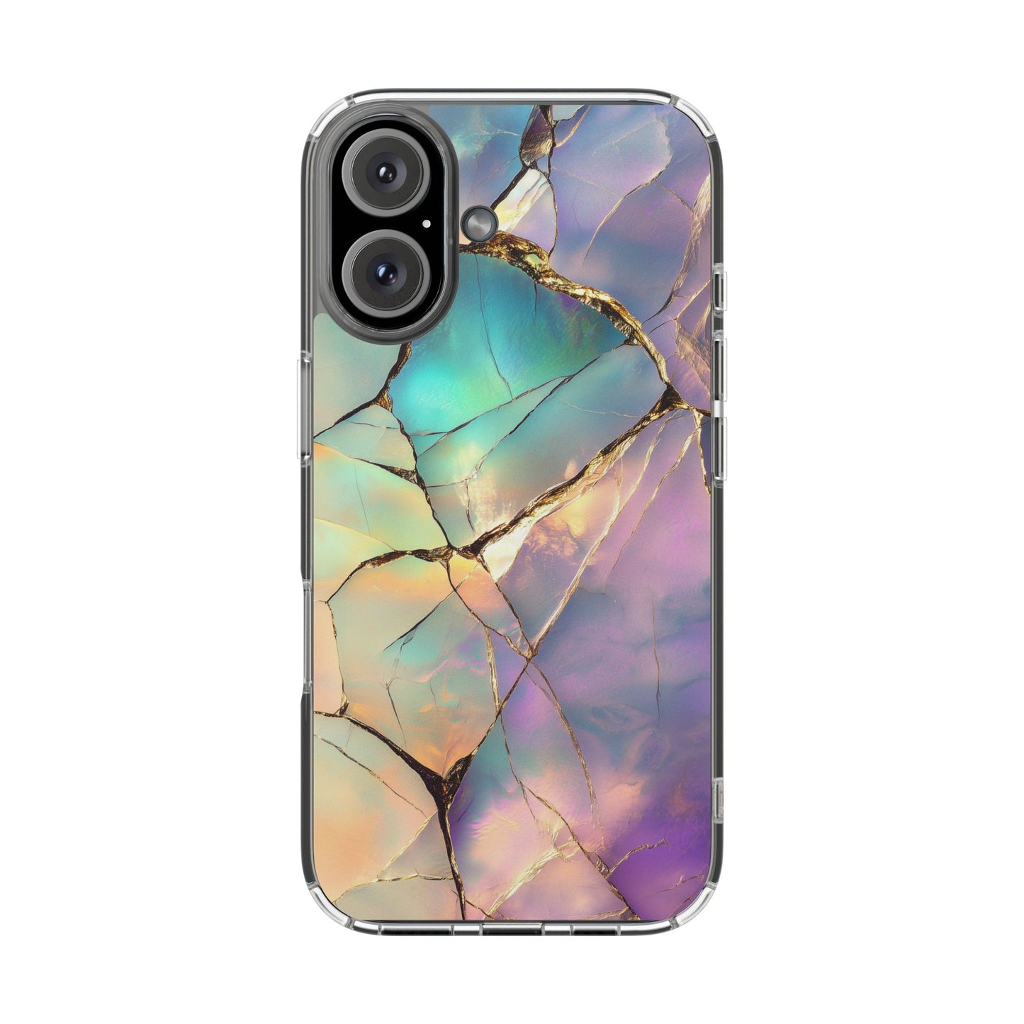 Iridescent Gold Fractured Marble Elegant Clear iPhone Case
