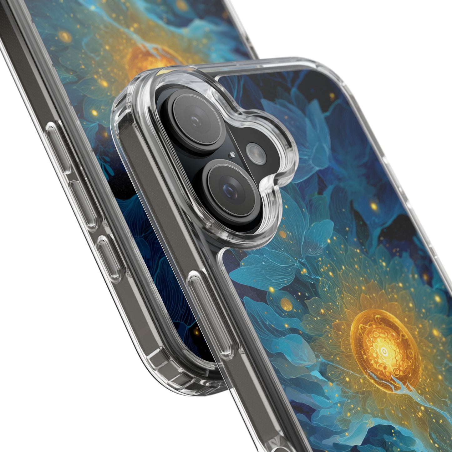Celestial Nocturnal Bloom Clear Phone Case - Protective, Artistic Design for Nature Lovers