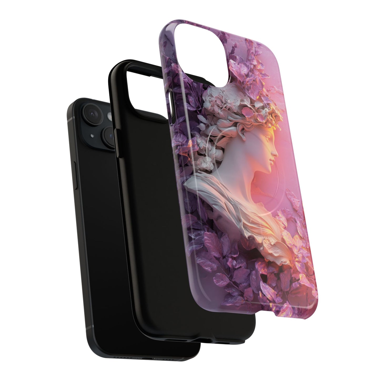 Elegant Floral Tough Magnetic Case for iPhone - Aesthetic Protection