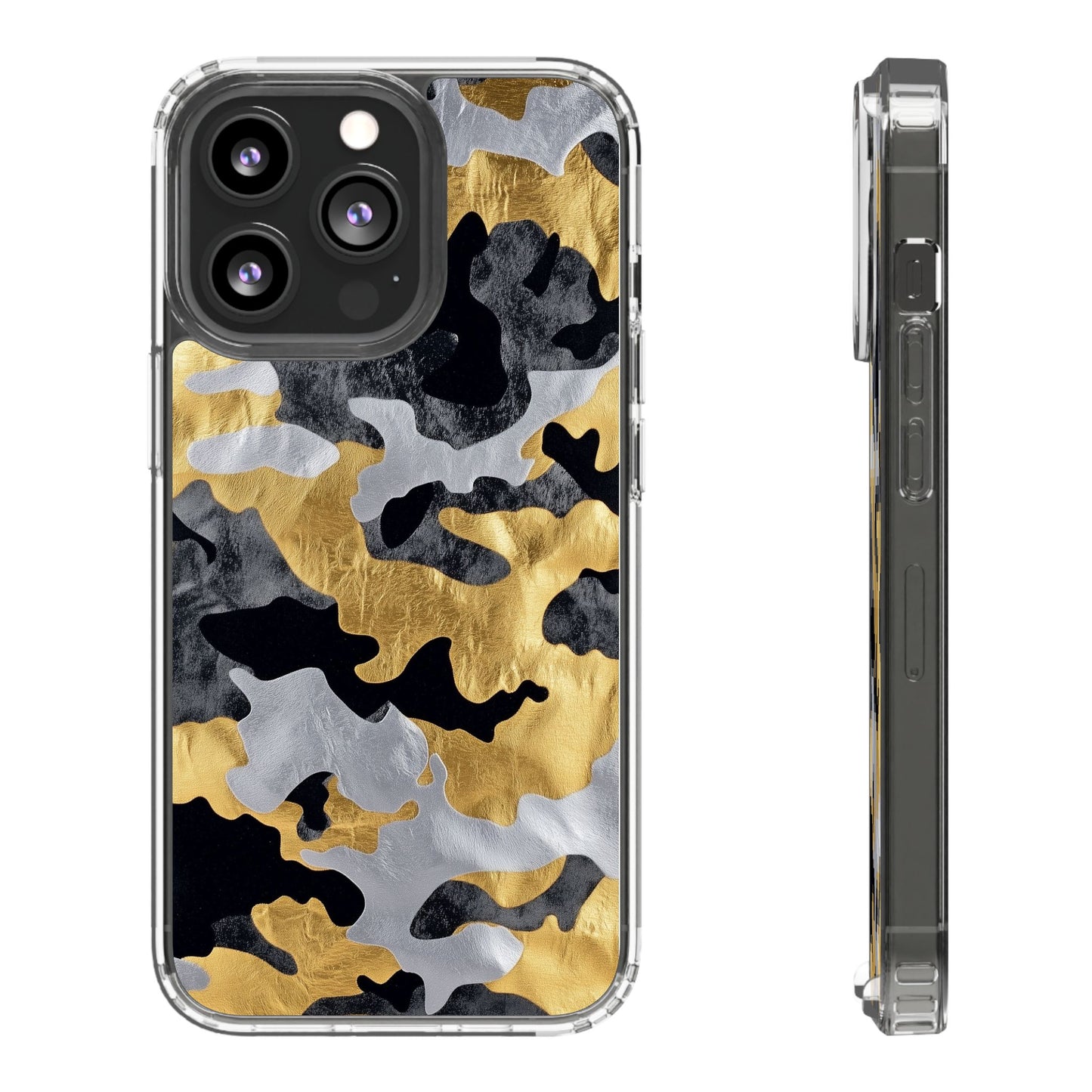 Metallic Gold Camo Clear Phone Case - Stylish Phone Cover