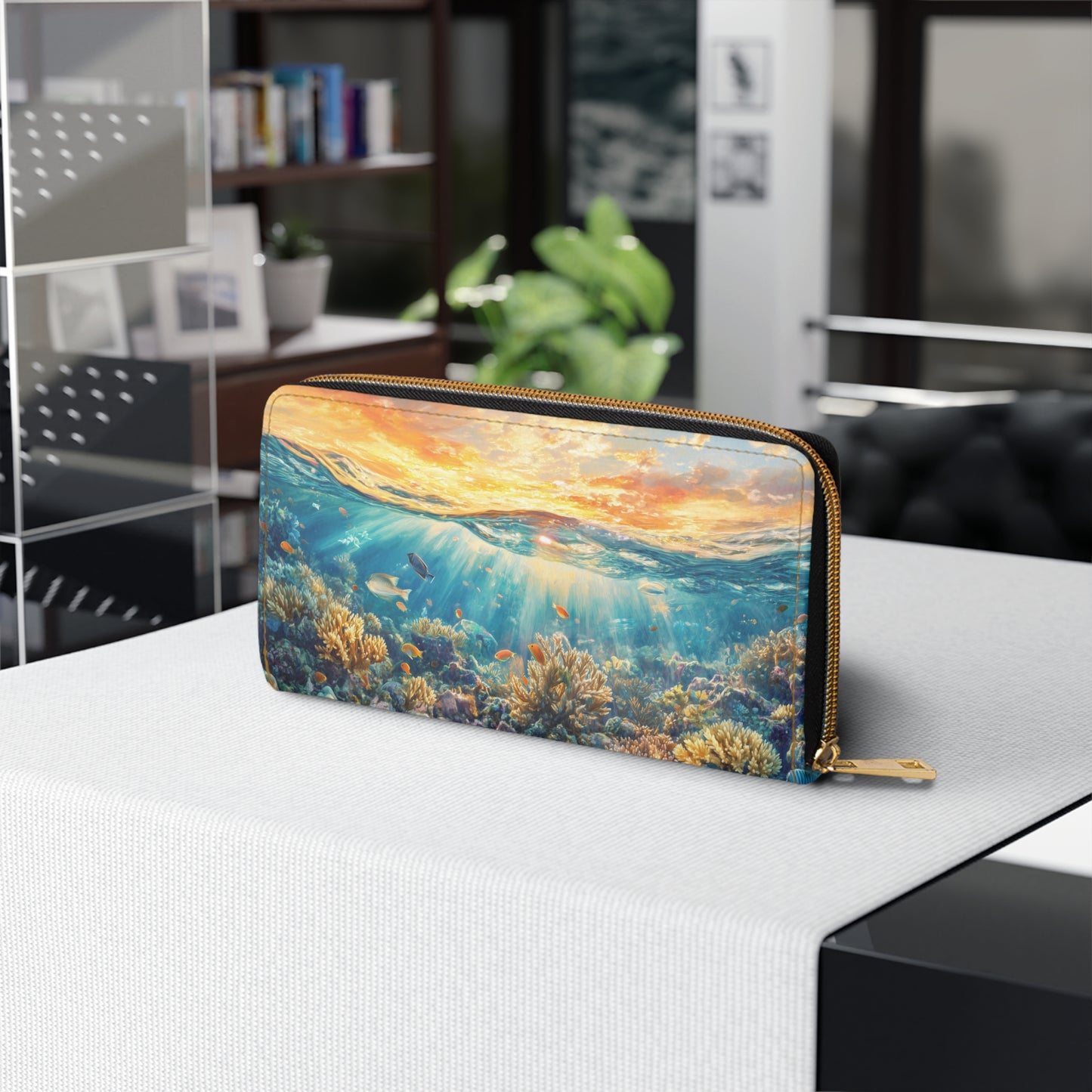 Ocean Sunrise Cell Phone Wallet Clutch