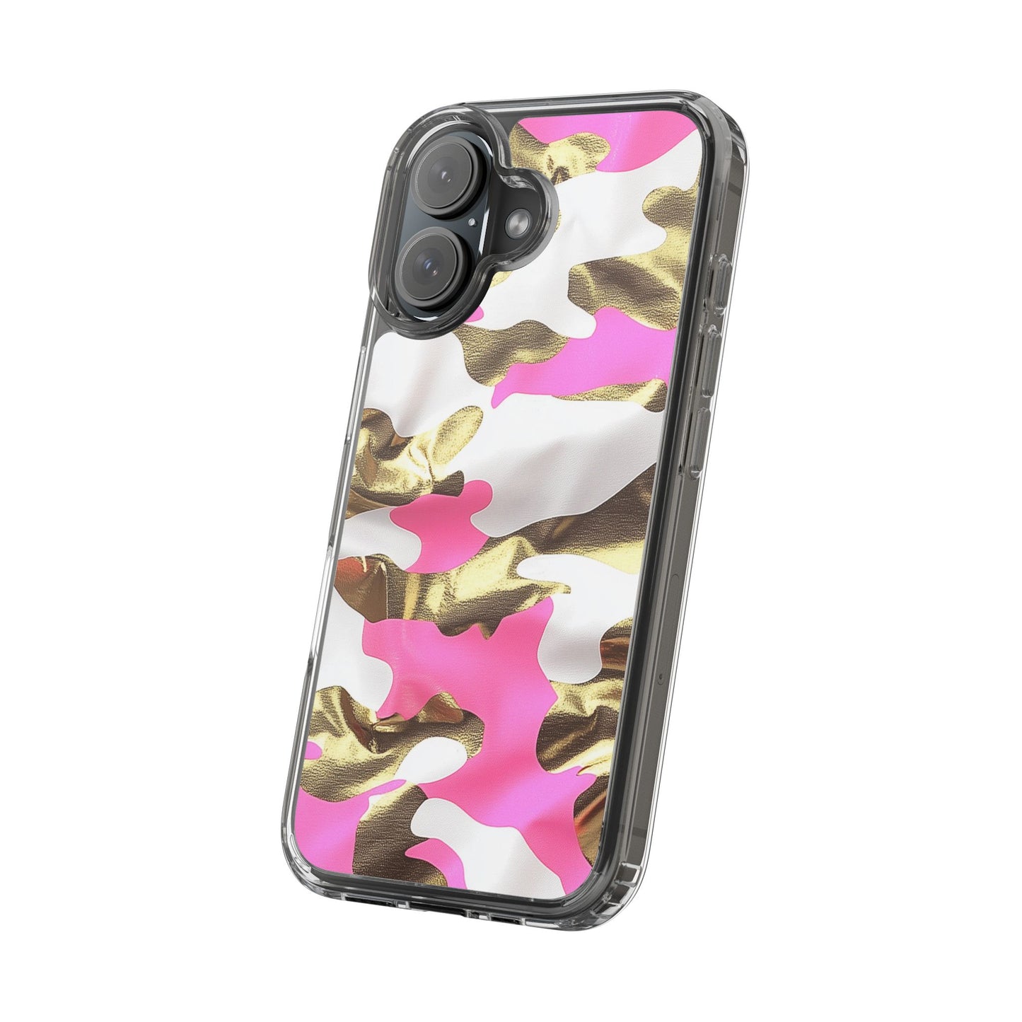 Gold and Pink Camo Phone Case – Stylish Clear Protective Design