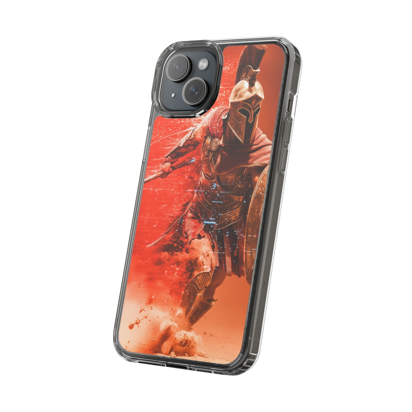 Spartan "Big Duster" Warrior Clear Phone Case - Unique Design for Protection & Style