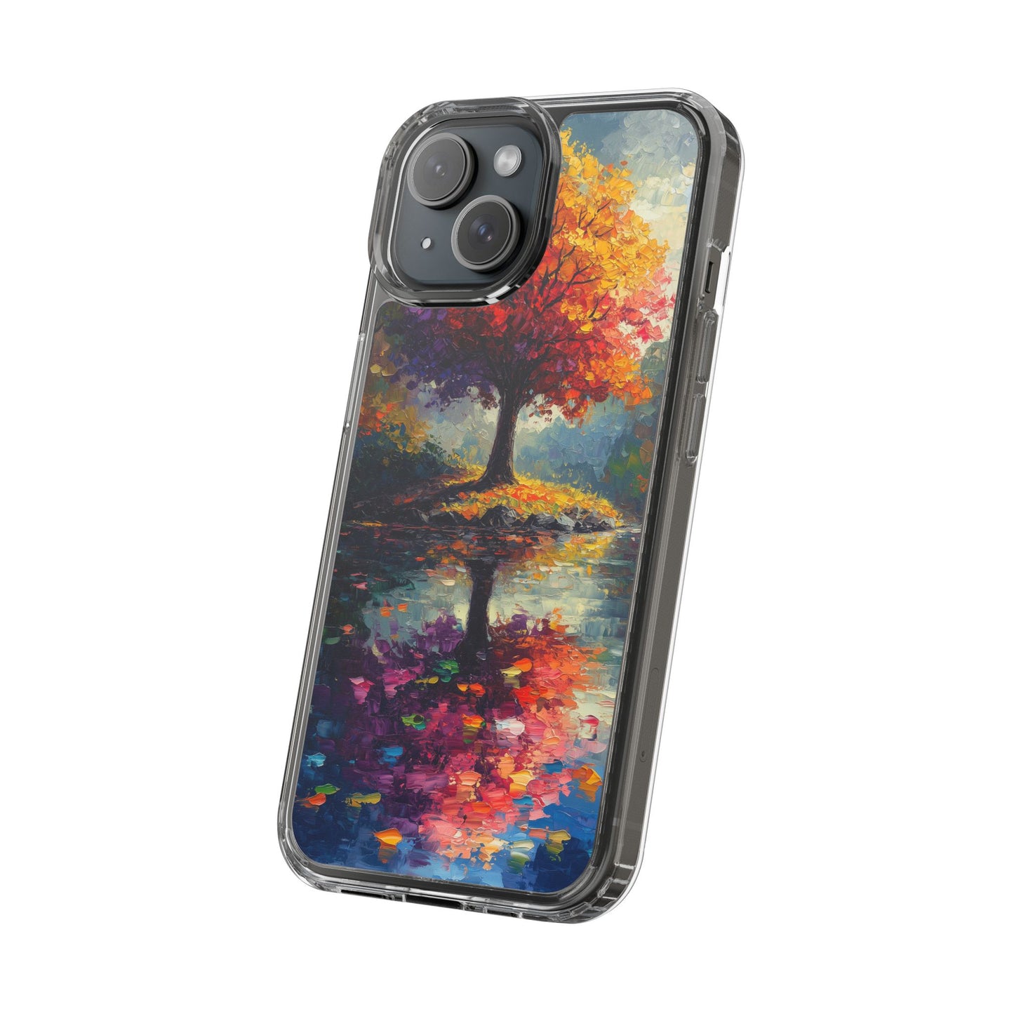 Autumn Landscape Phone Case - Clear Case with Vibrant Tree Design