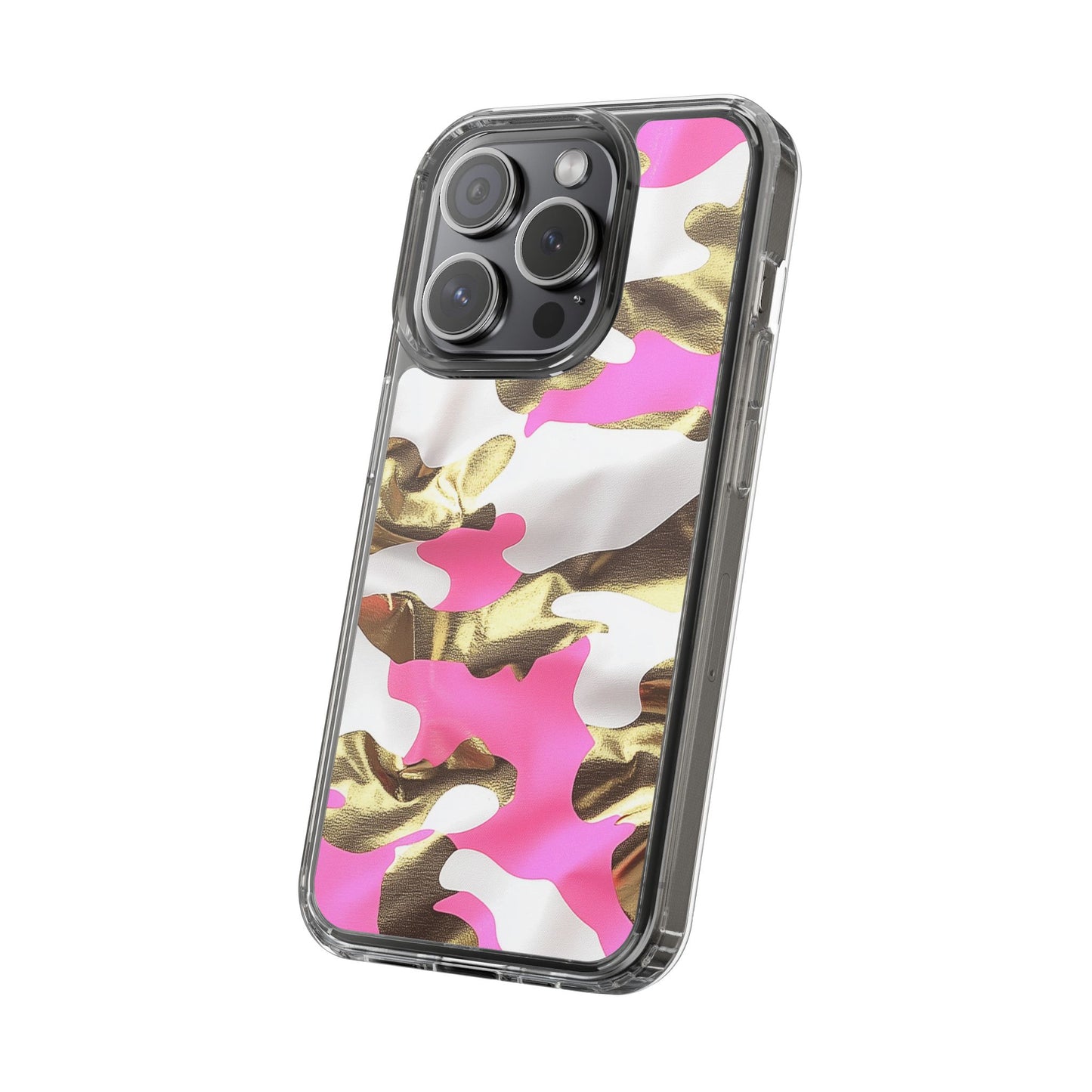 Gold and Pink Camo Phone Case – Stylish Clear Protective Design