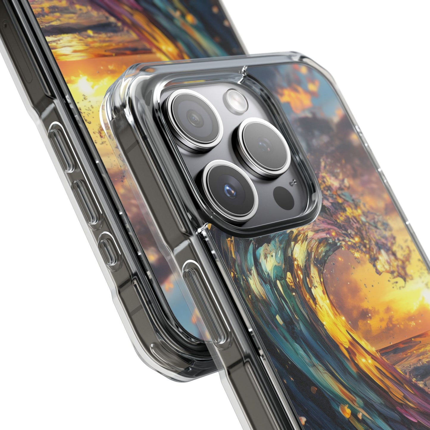 Iridescent Sunset Wave Magnetic Clear iPhone Case