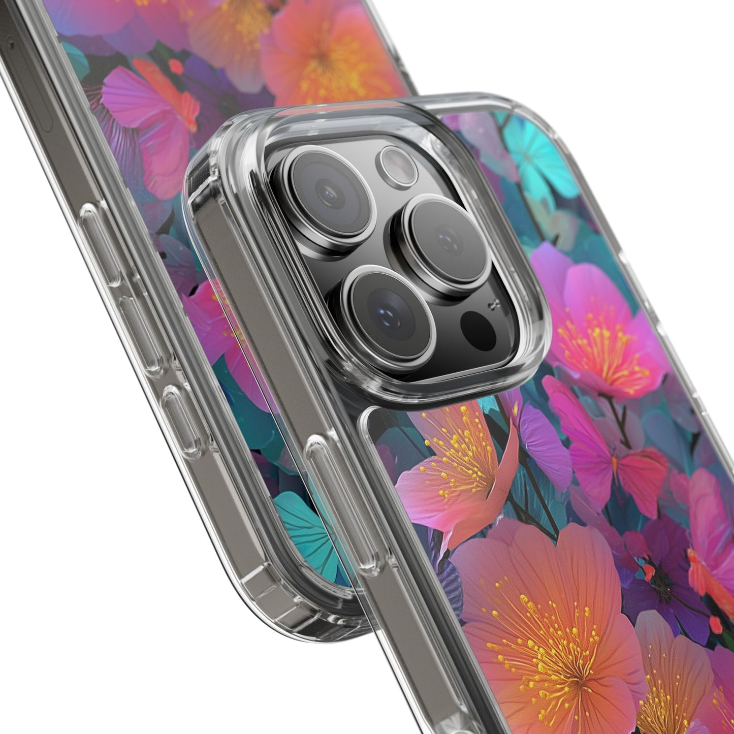 Vibrant Floral Clear iPhone Case