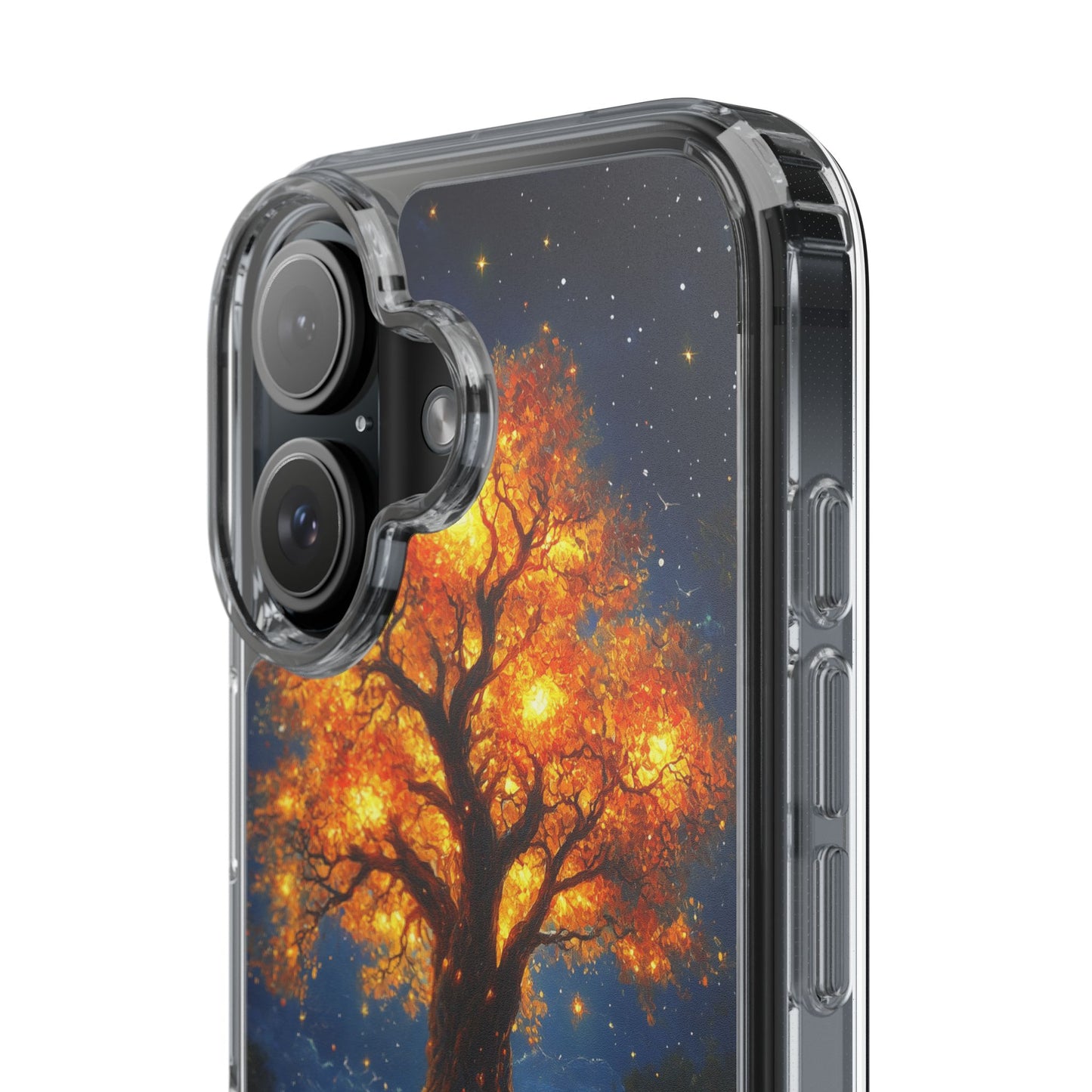 Nocturnal Illumination Tree Phone Case - Clear iPhone Cover with Glowing Autumn Design