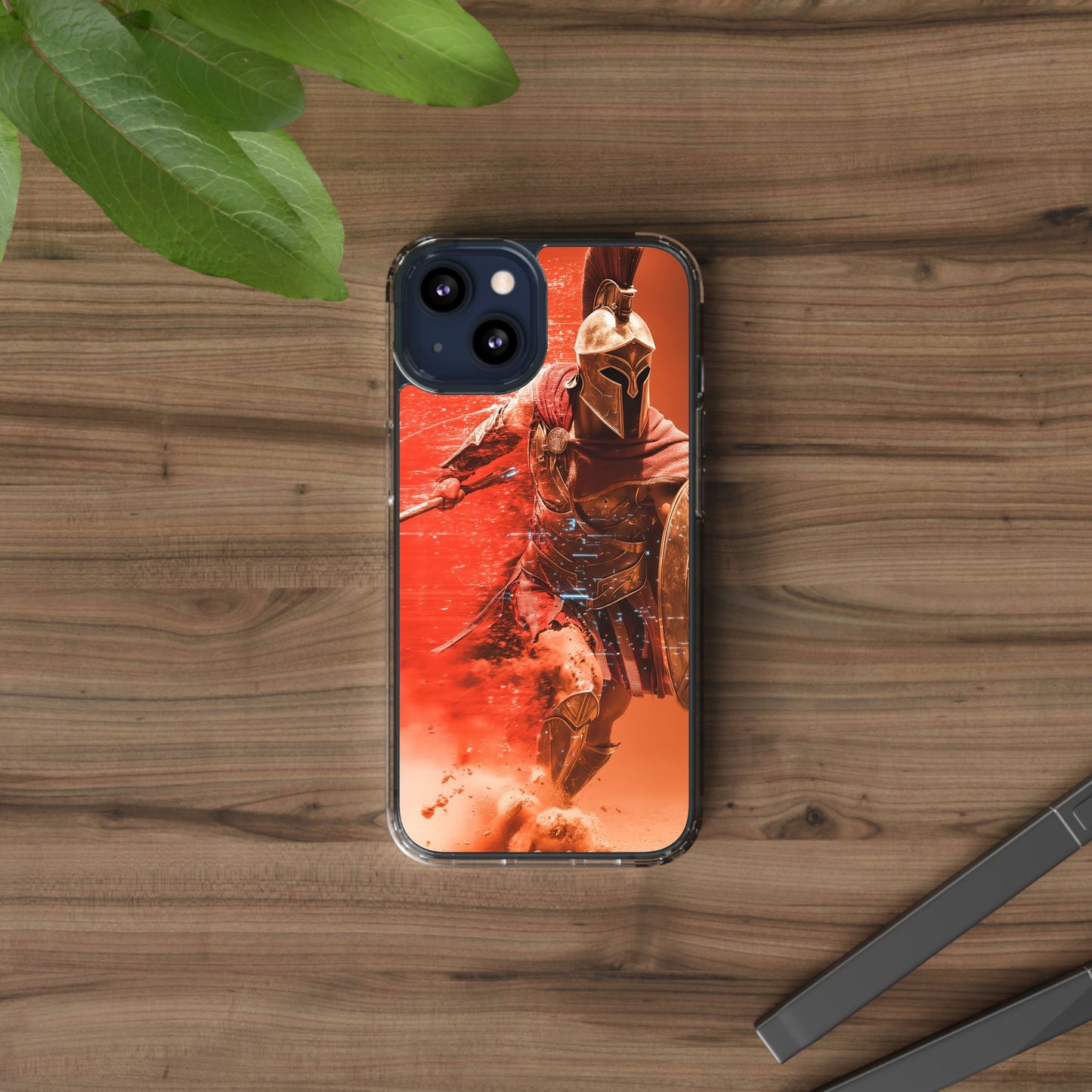 Spartan "Big Duster" Warrior Clear Phone Case - Unique Design for Protection & Style