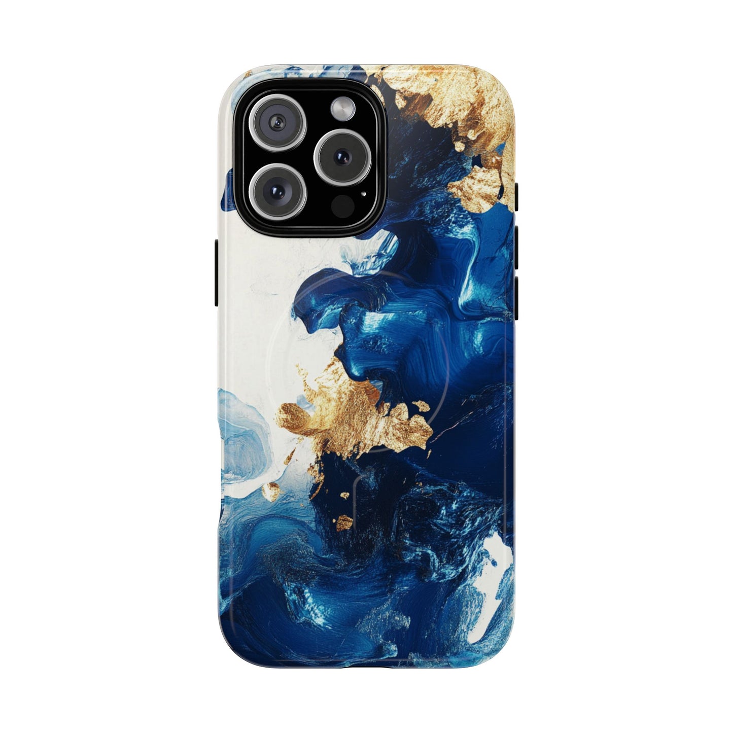 Stylish Tough Magnetic Phone Case – Durable & Chic Golden Blue Design for Smartphone Protection