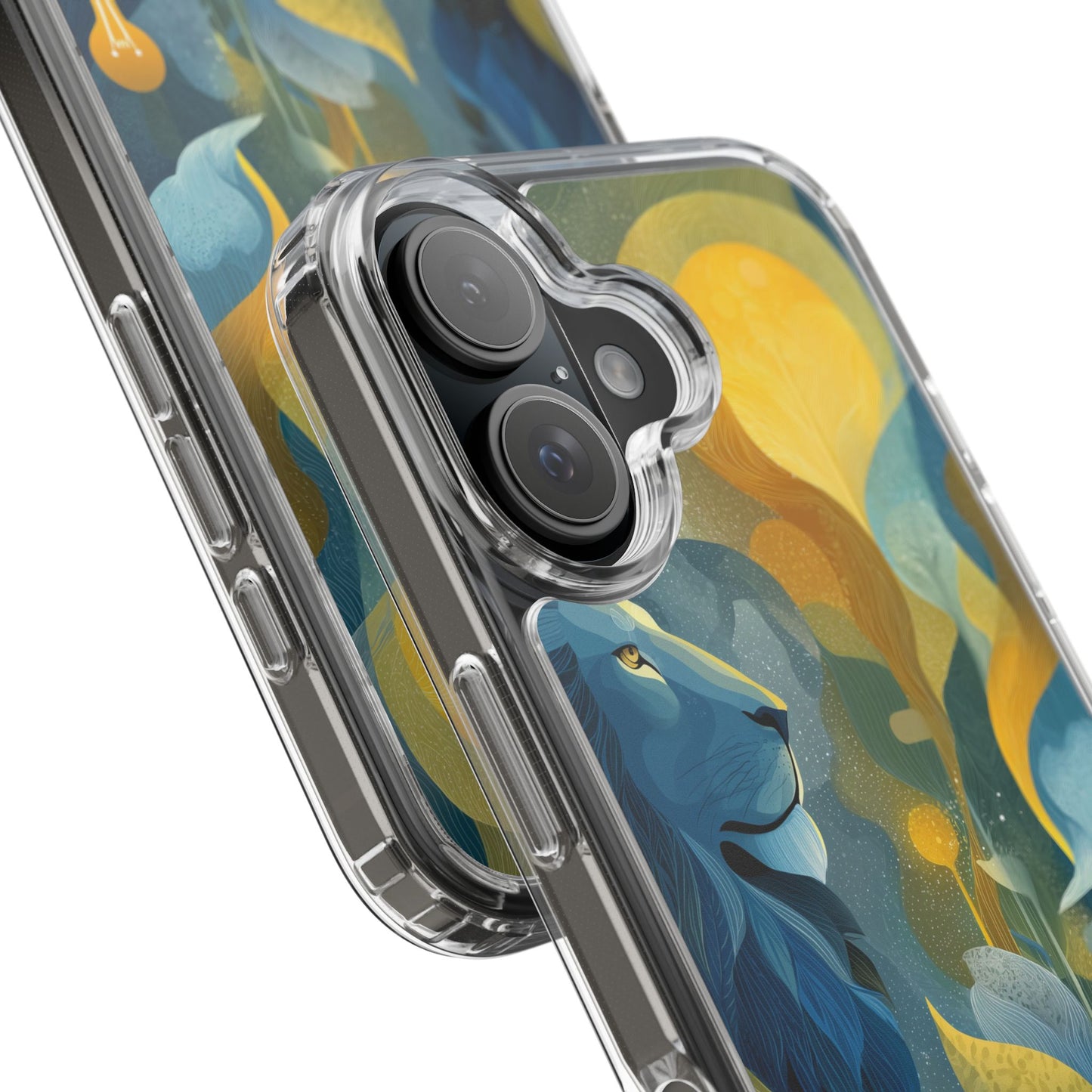 Artistic Lion Design Clear Phone Case | Nature-Inspired Protection for Animal Lovers