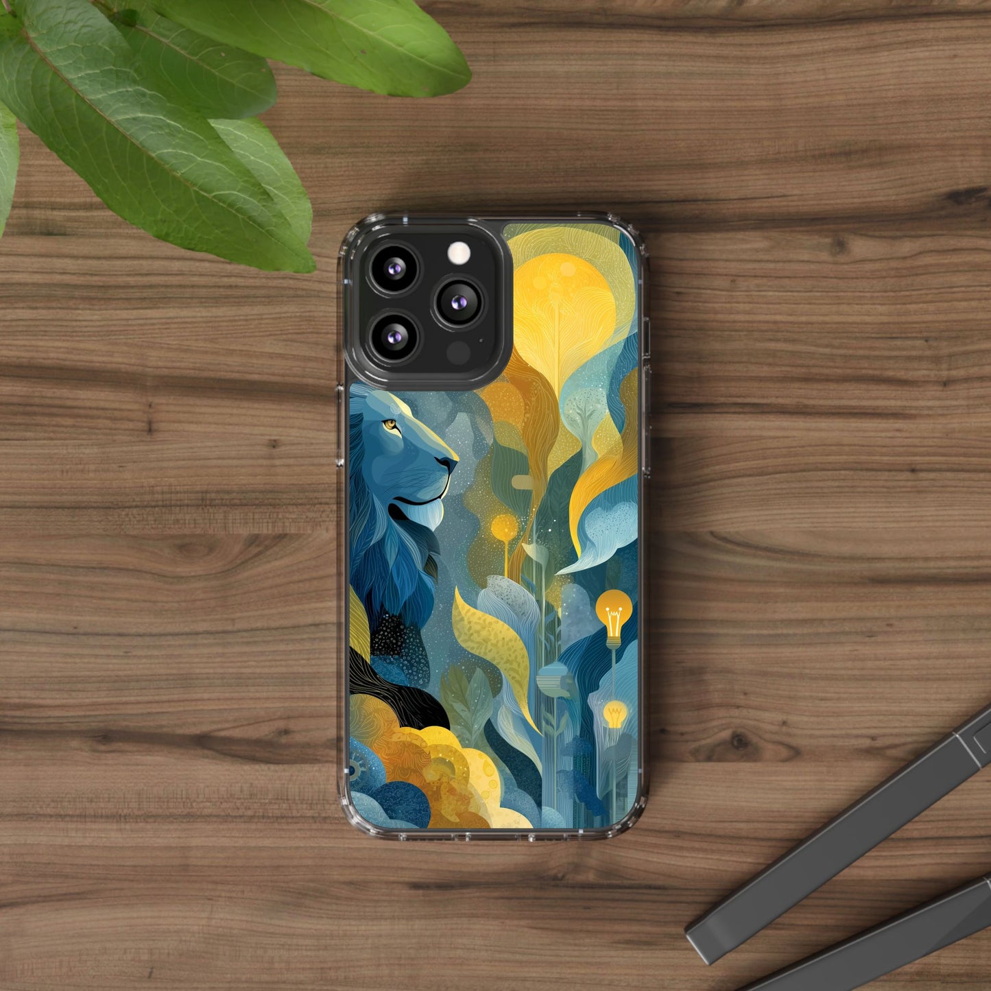 Artistic Lion Design Clear Phone Case | Nature-Inspired Protection for Animal Lovers