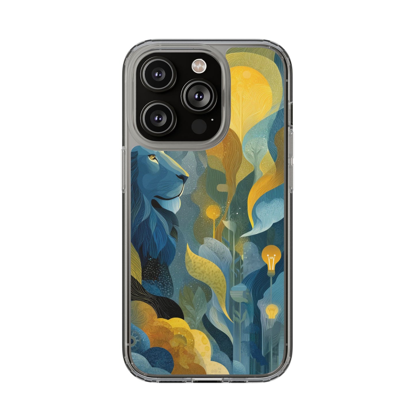Artistic Lion Design Clear Phone Case | Nature-Inspired Protection for Animal Lovers