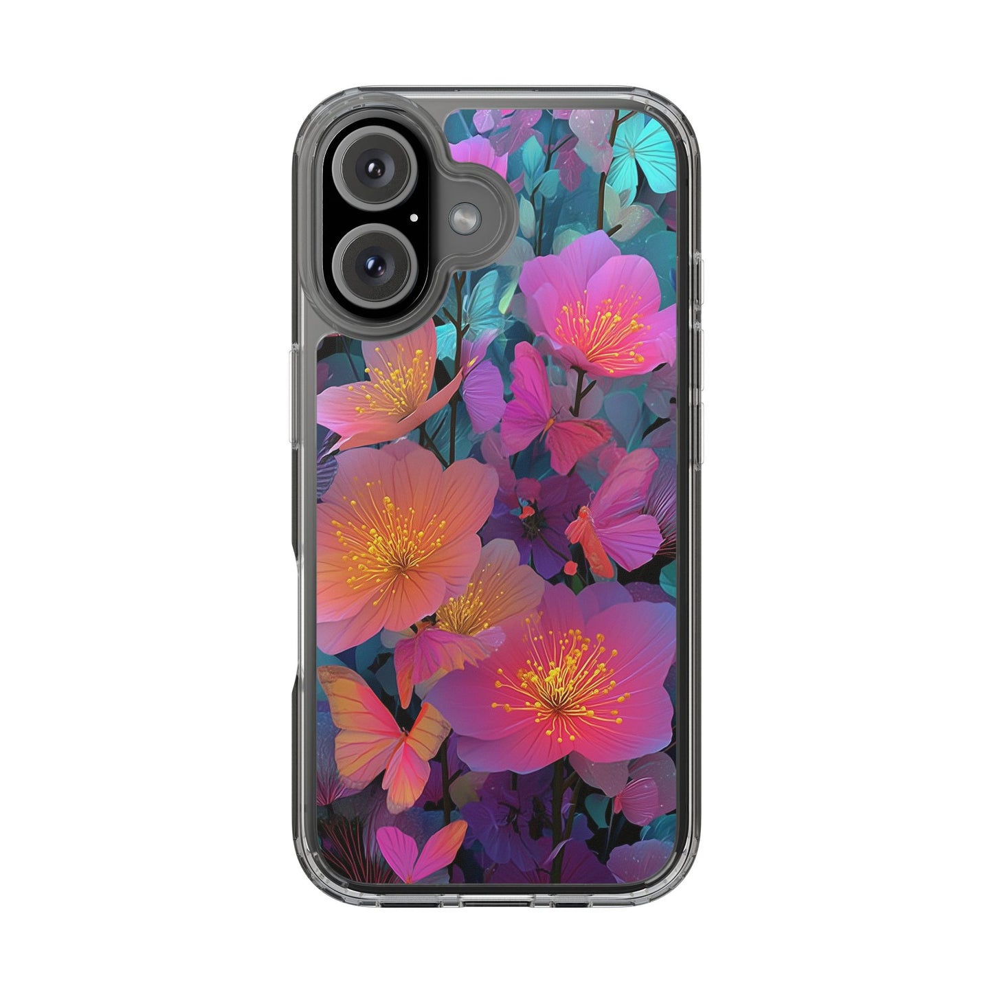 Vibrant Floral Clear iPhone Case
