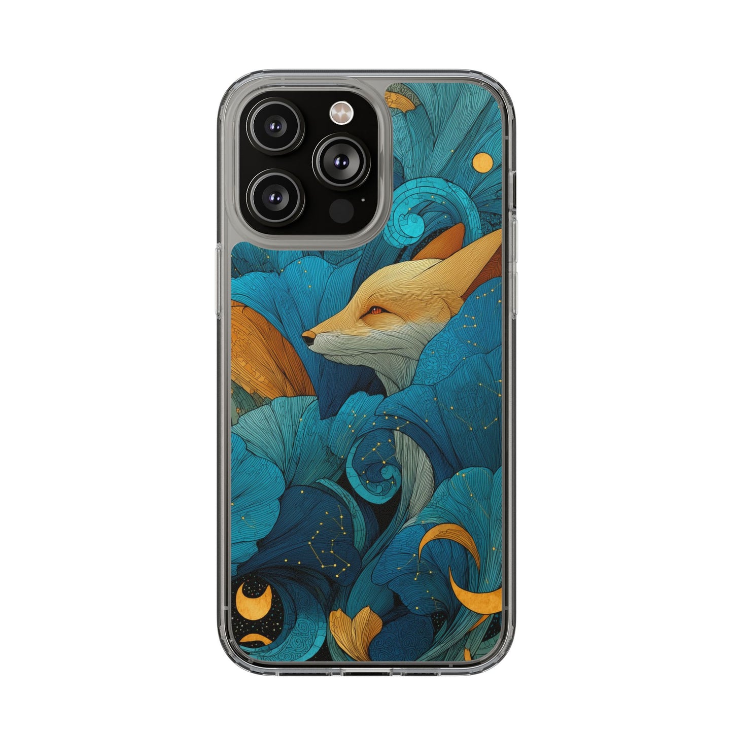 Vibrant Fox Clear Phone Case - Boho Floral iPhone Cover Nature Inspired Gift
